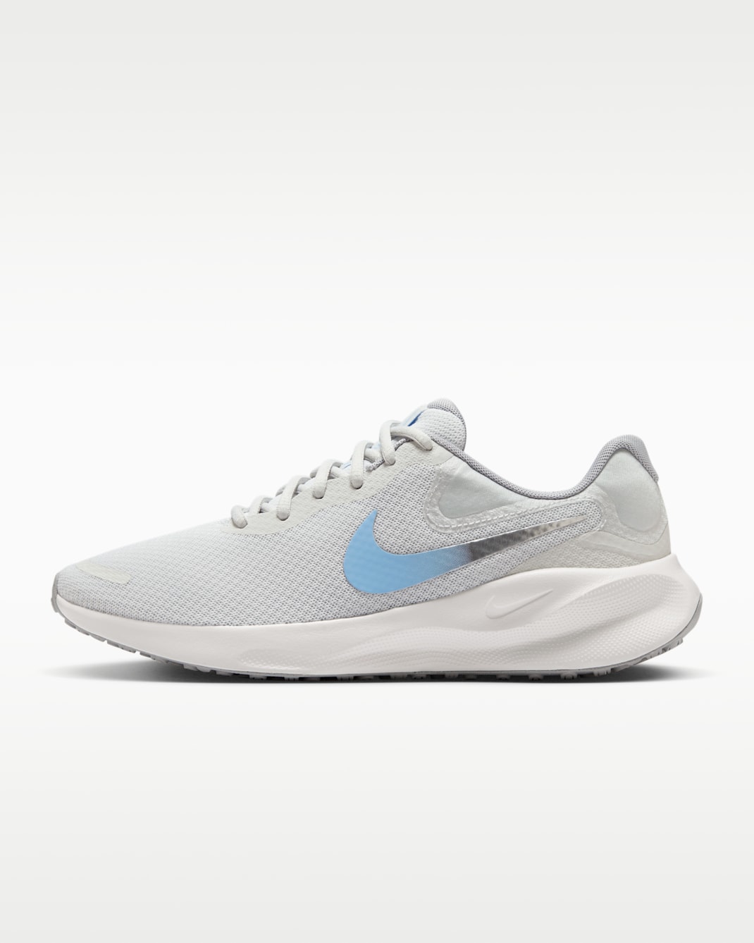 Nike Revolution 7 Tenis de correr en pavimento para mujer - Polvo fotón/Azul psíquico/Blanco cumbre/Peltre metalizado