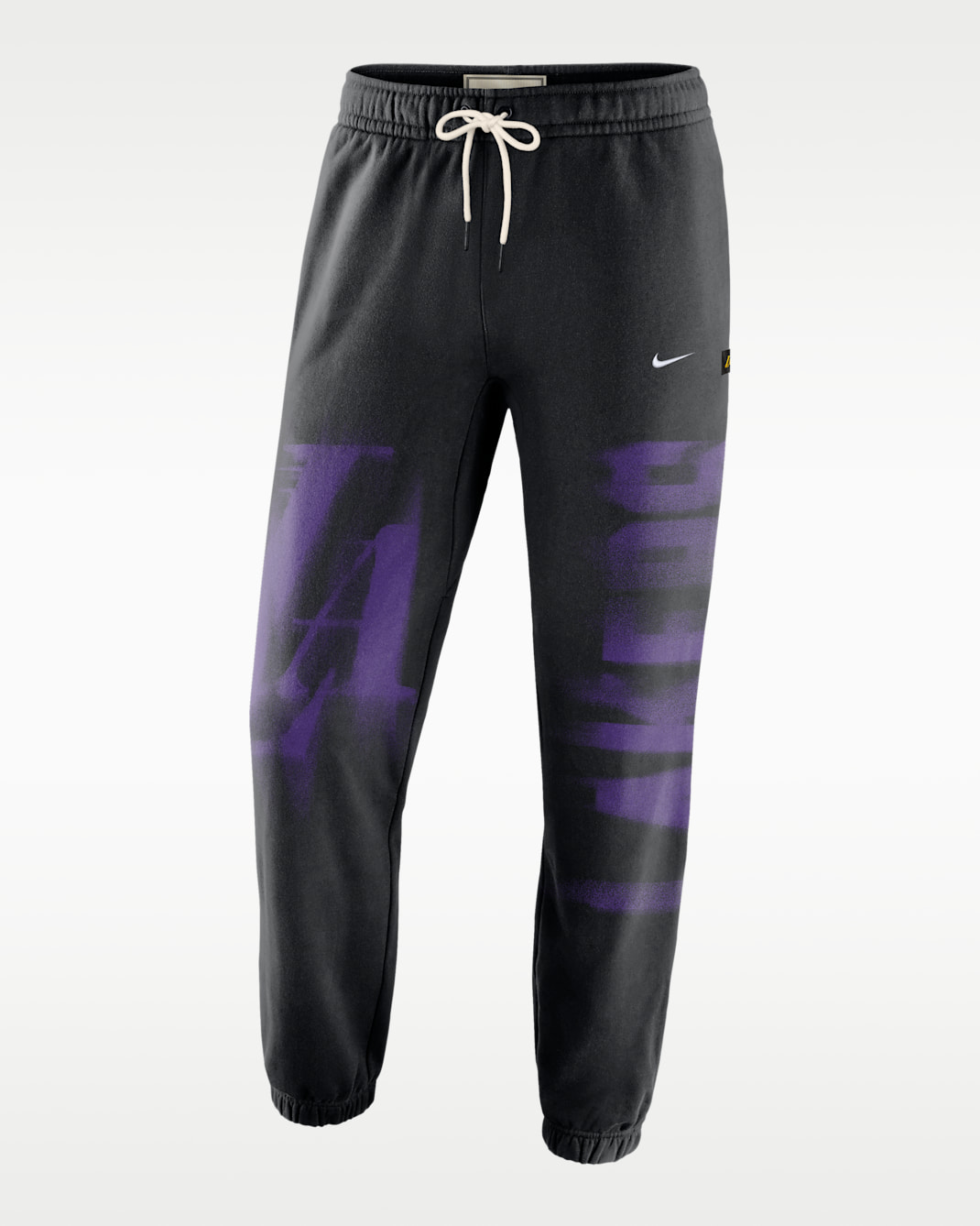 Pants de básquetbol de tejido Fleece Therma-FIT para hombre Los Angeles Lakers Standard Issue - Negro/Blanco