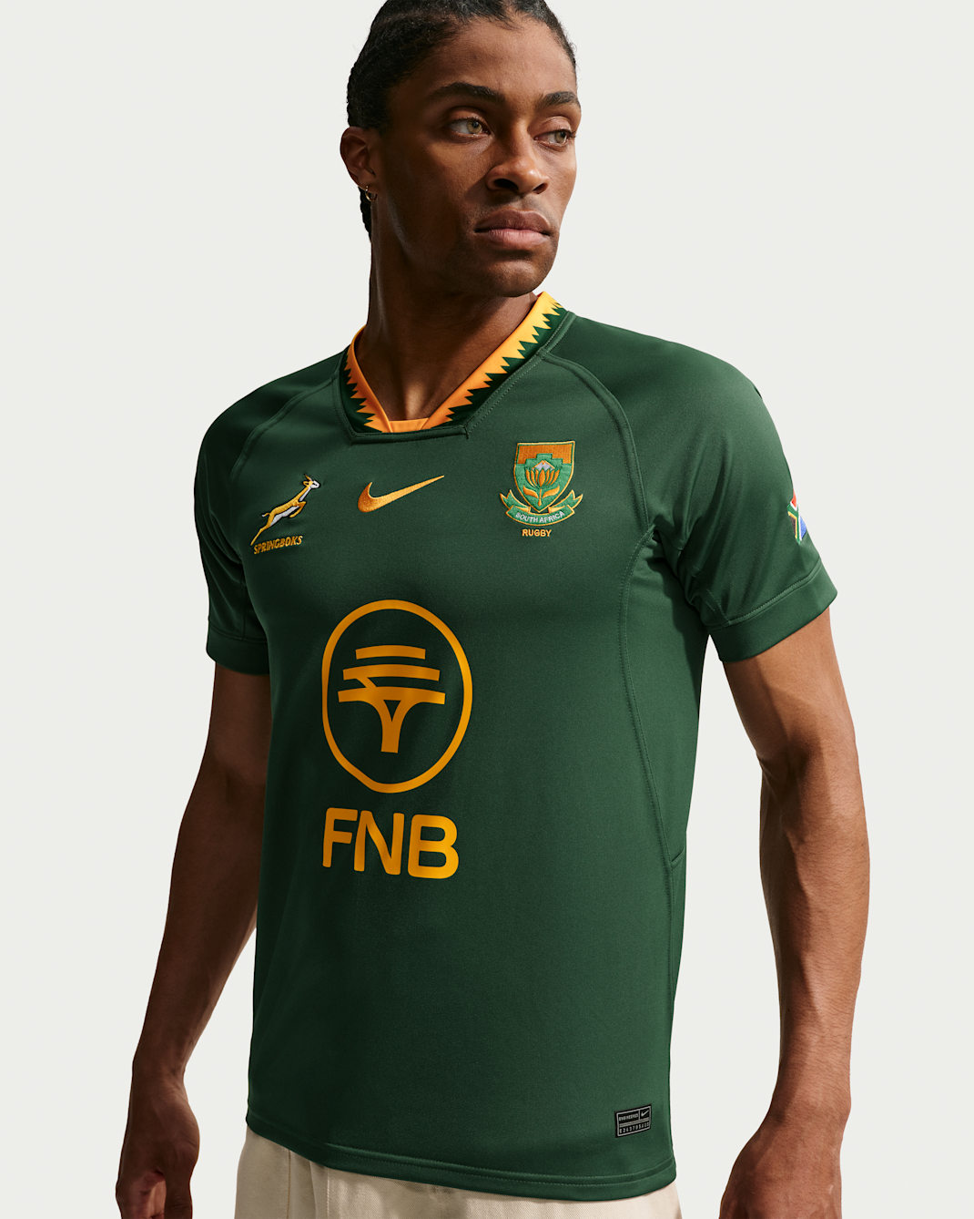 Springboks Men's Rugby Home Replica Shirt - Gorge Green/University Gold/University Gold