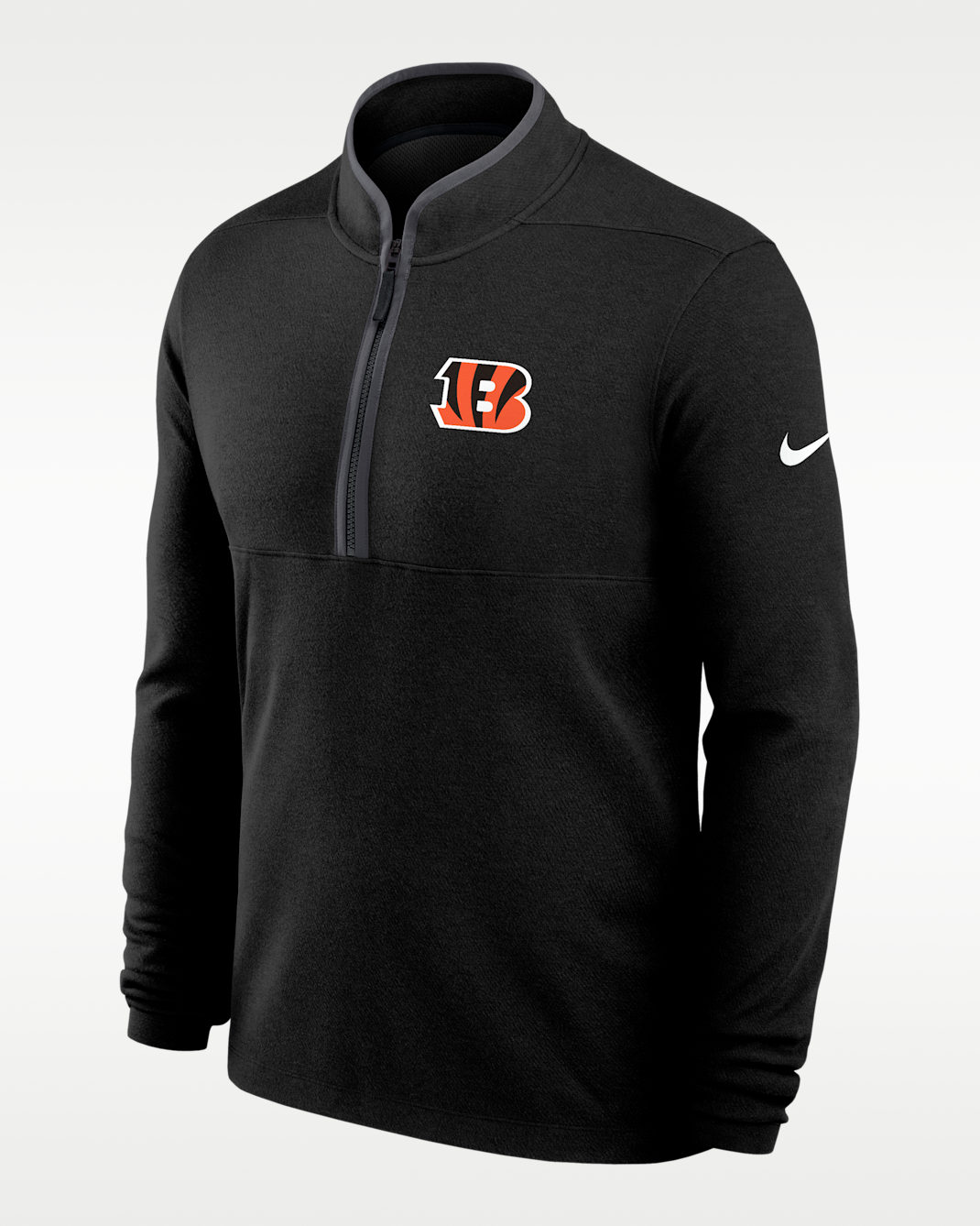 Cincinnati Bengals Logo Victory Men's Nike Dri-FIT NFL 1/2-Zip Long-Sleeve Top - Black