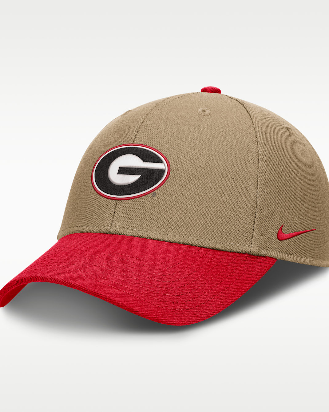 Georgia Primetime Rise Men's Nike Dri-FIT College Trucker Adjustable Hat - Classic Beige/Red