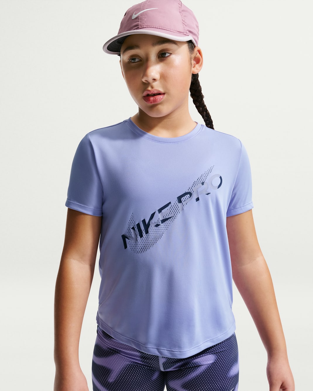 Nike Pro Older Kids' (Girls') Dri-FIT Short-Sleeve Top - Light Thistle