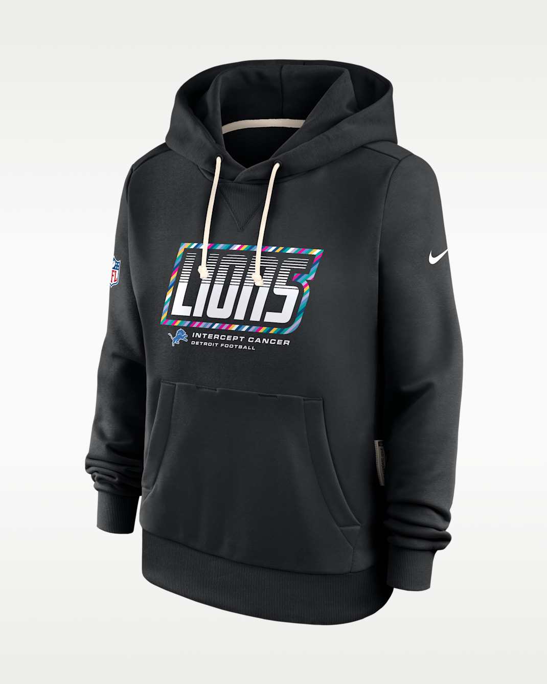 Detroit Lions Crucial Catch Standard Issue Women's Nike Dri-FIT NFL Pullover Hoodie - Black