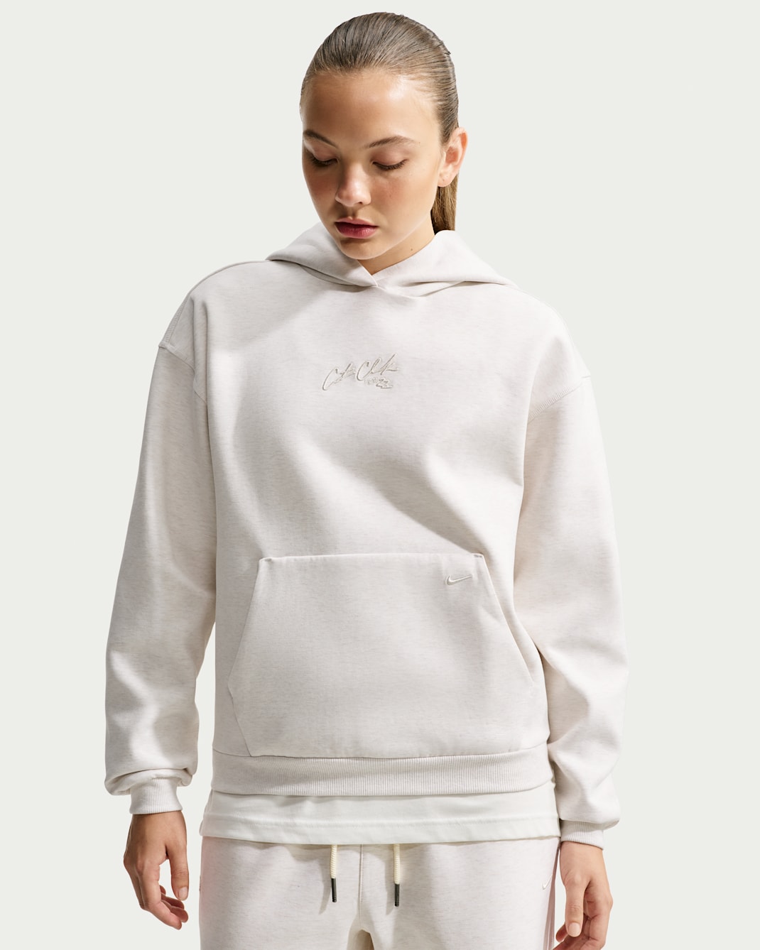 Caitlin Standard Issue Women's Dri-FIT Pullover Basketball Hoodie - Pale Ivory/Heather/Pale Ivory