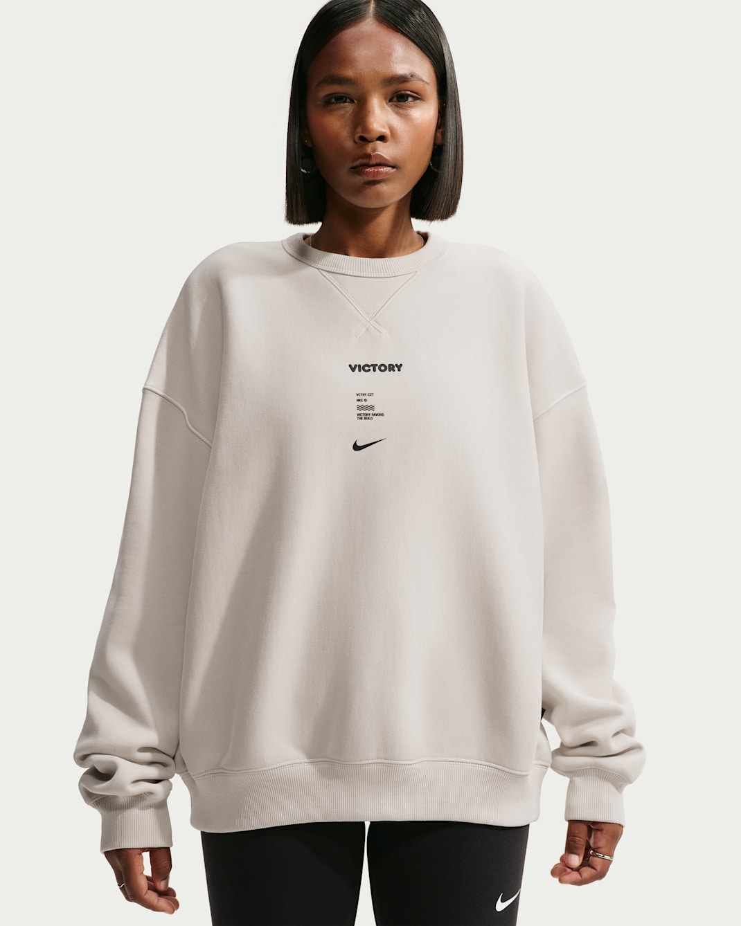 Nike Victory Collection Studio Fleece Women's Soccer Crew Neck - Light Bone/Newsprint