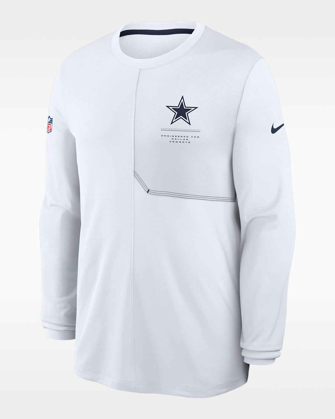 Dallas Cowboys Sideline Coach Men's Nike Dri-FIT NFL Long-Sleeve Top - White