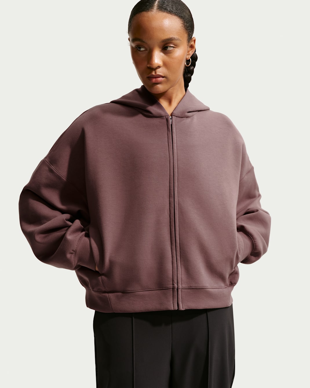 Nike 24.7 ImpossiblySoft Women's Full-Zip Hoodie - Tattoo/Black/Burgundy Crush