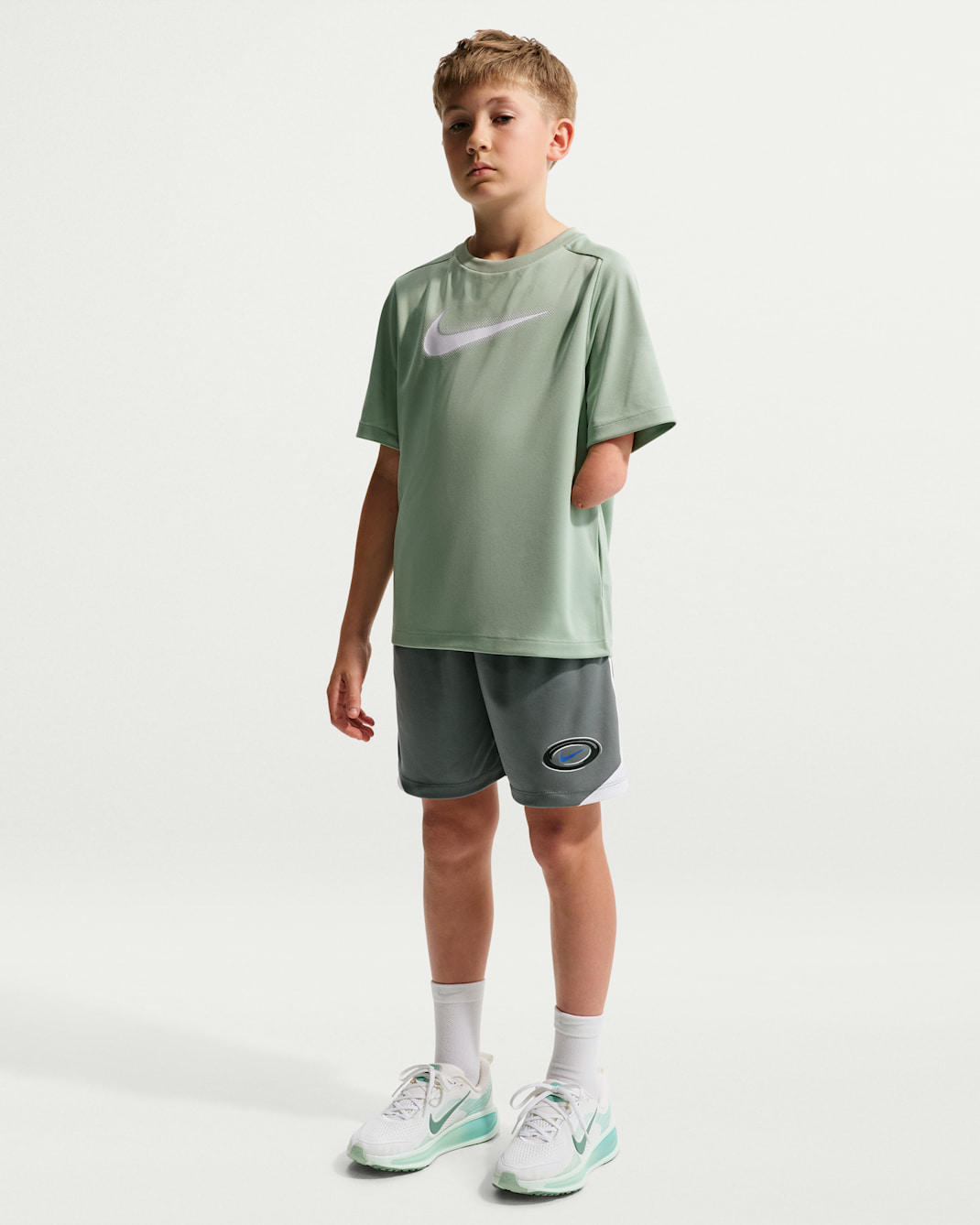 Nike Multi Older Kids' (Boys') Dri-FIT Knit Shorts - Smoke Grey/White/Game Royal