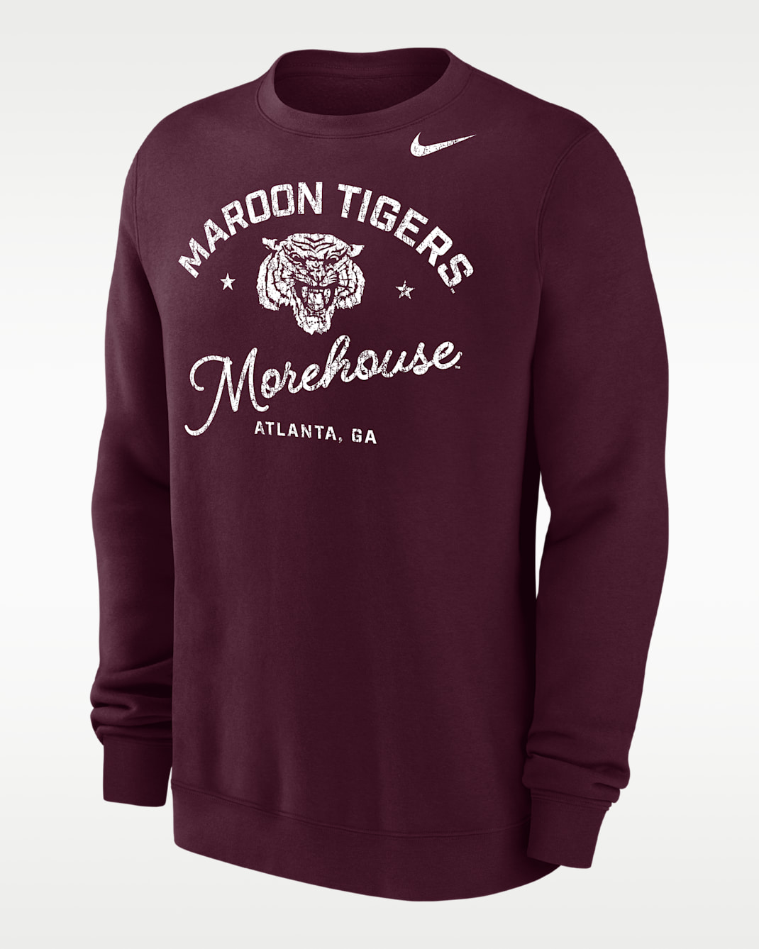 Nike College (Morehouse College) Men’s Club Fleece Crew-Neck Sweatshirt - Deep Maroon
