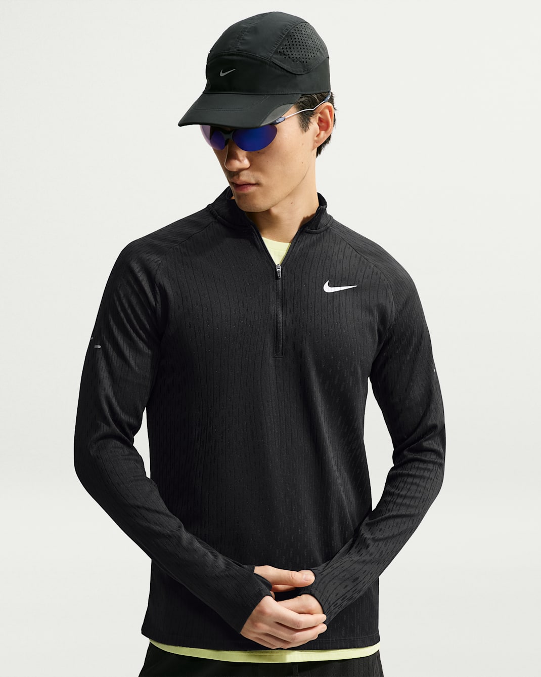 ナイキ ストライド Aero-FIT メンズ ハーフジップ ミッドレイヤー - ブラック