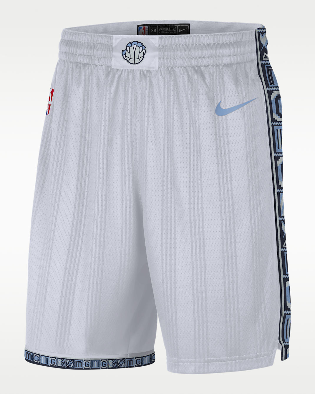 Shorts de alero polivalente de la NBA para hombre Nike Dri-FIT de los Memphis Grizzlies de la colección City Edition - Blanco/Azul claro