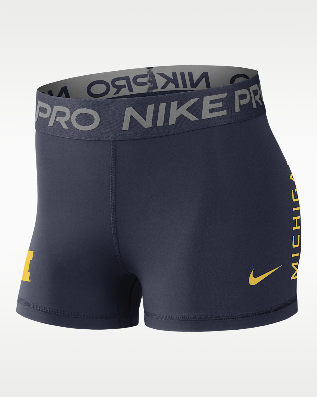 Michigan Pro Women's Nike Dri-FIT College Mid-Rise Shorts - College Navy
