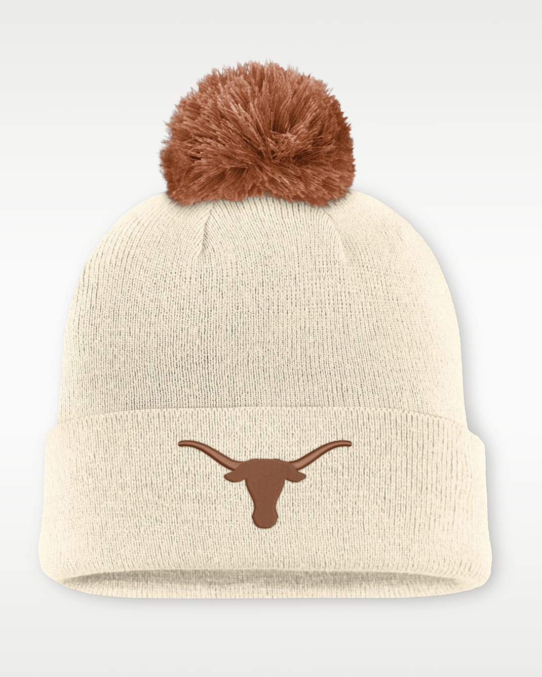 Gorro universitario Nike con dobladillo y pompón para hombre Texas Campus Prep Script - Natural/Naranja quemado