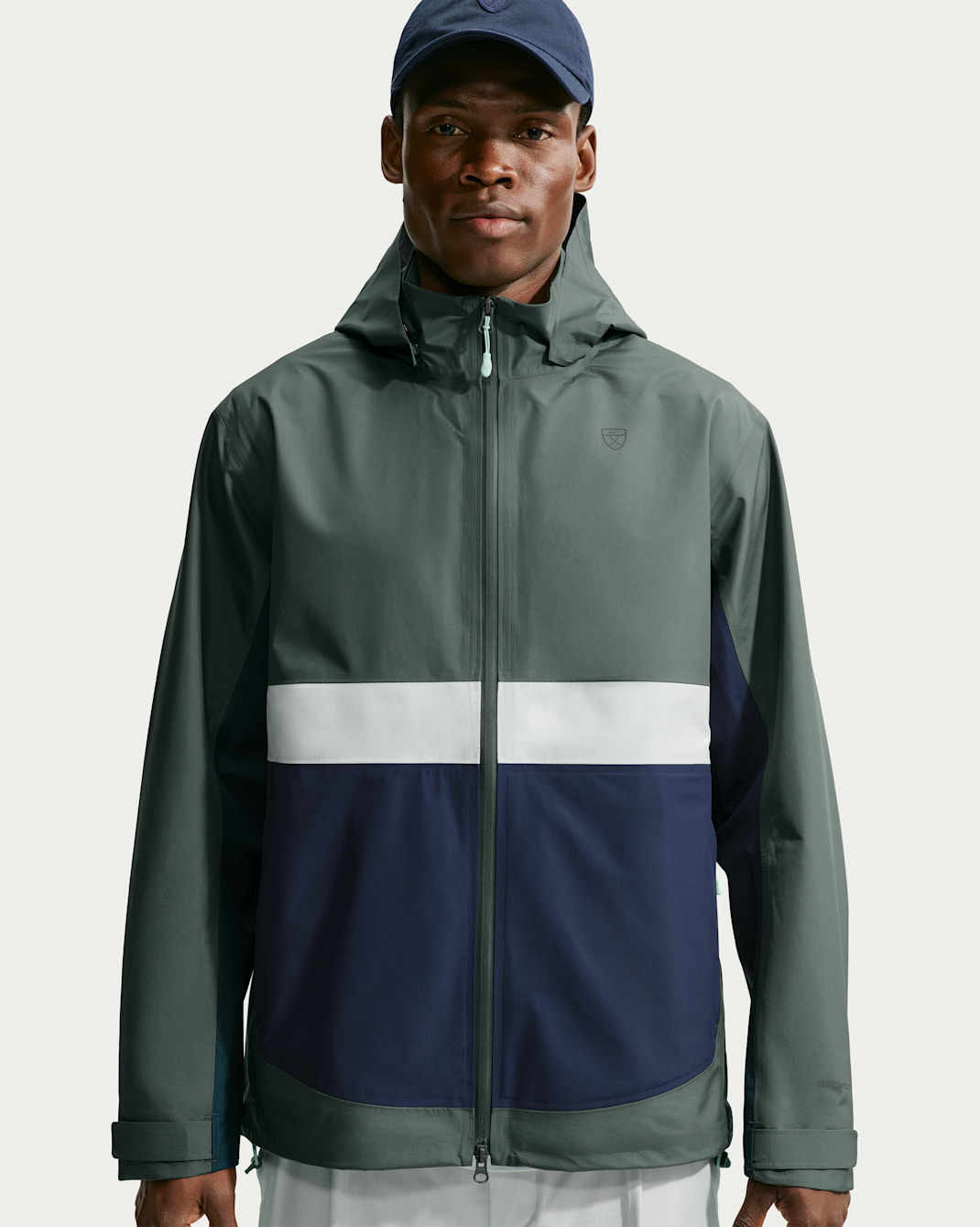 Nike Par Men's Storm-FIT ADV Loose Golf Jacket - Camo Green/College Navy/Spruce Aura/Black