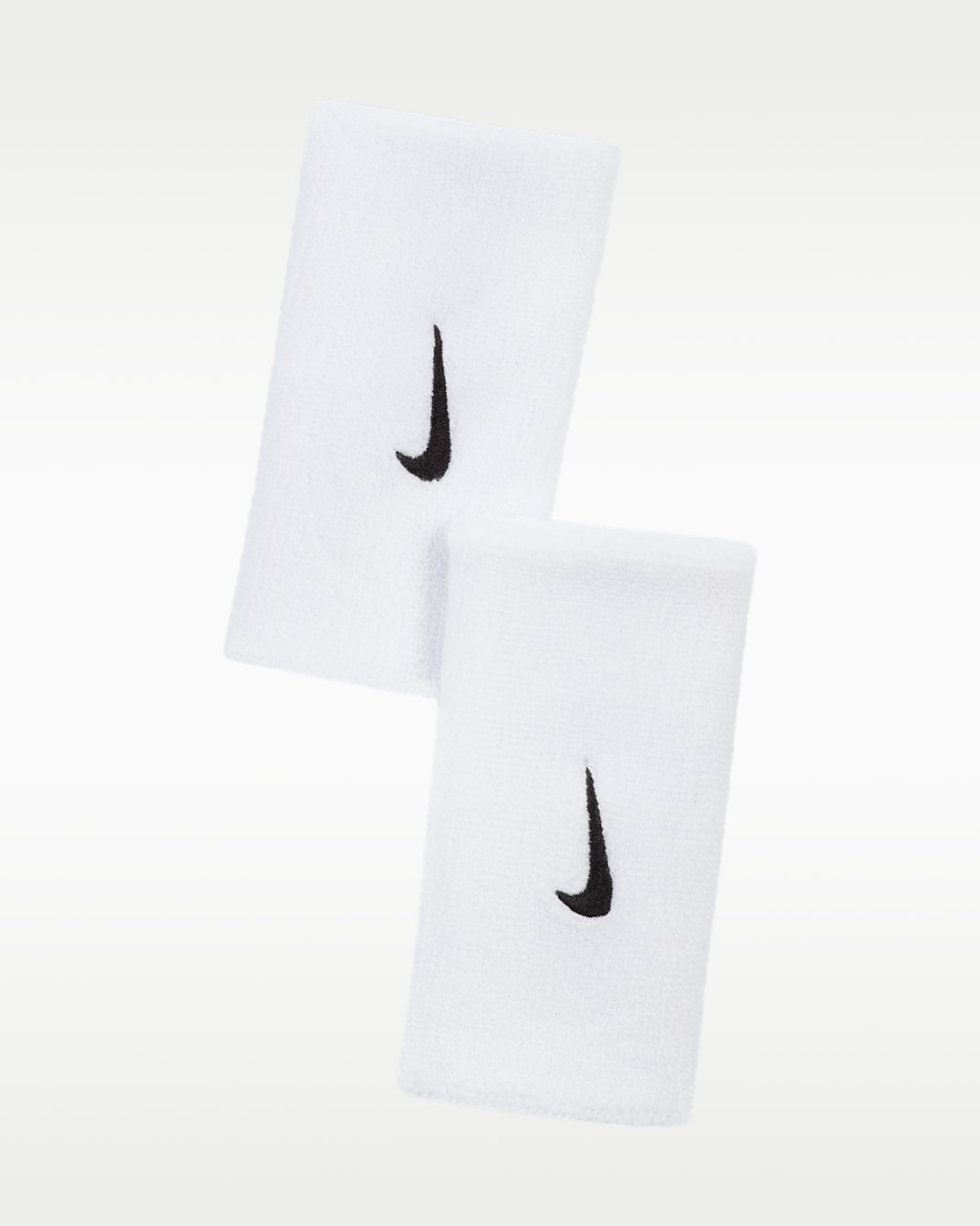 Nike Swoosh Double-Wide Wristbands 2.0 (2-Pack) - White/Black