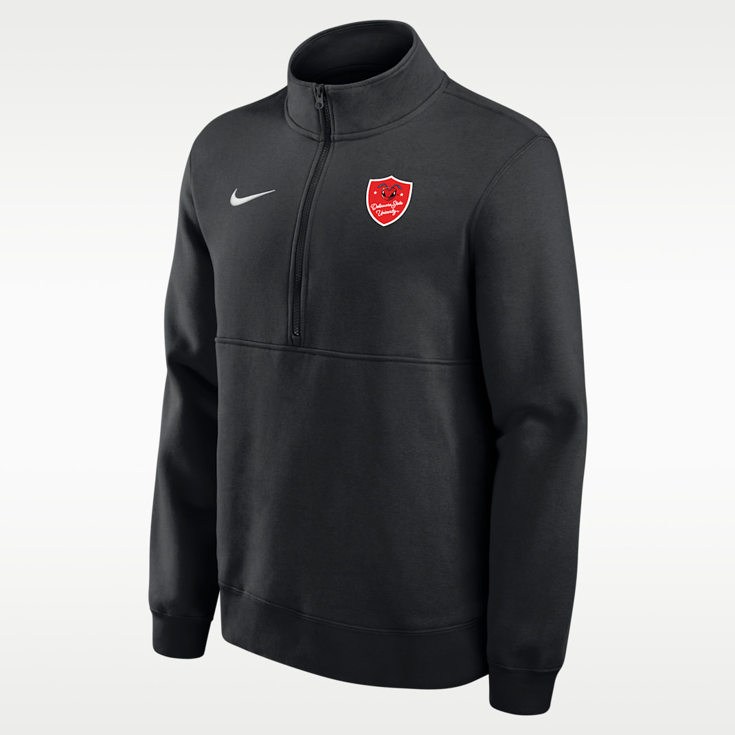 Nike College (Delaware State University Men's Club Fleece 1/4-Zip Top - Black