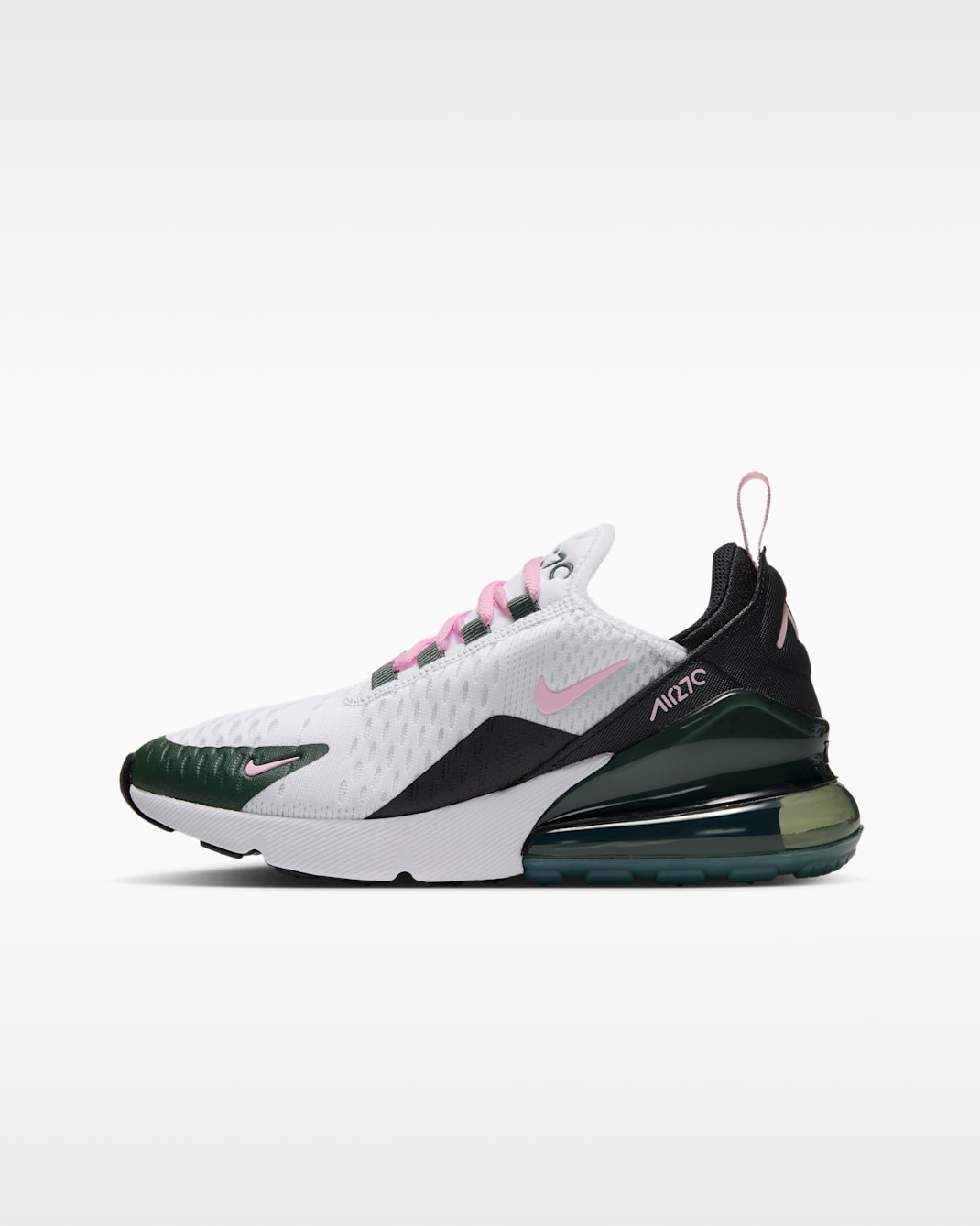 Nike Air Max 270 Big Kids' Shoes - White/Camo Green/Black/Pink Foam