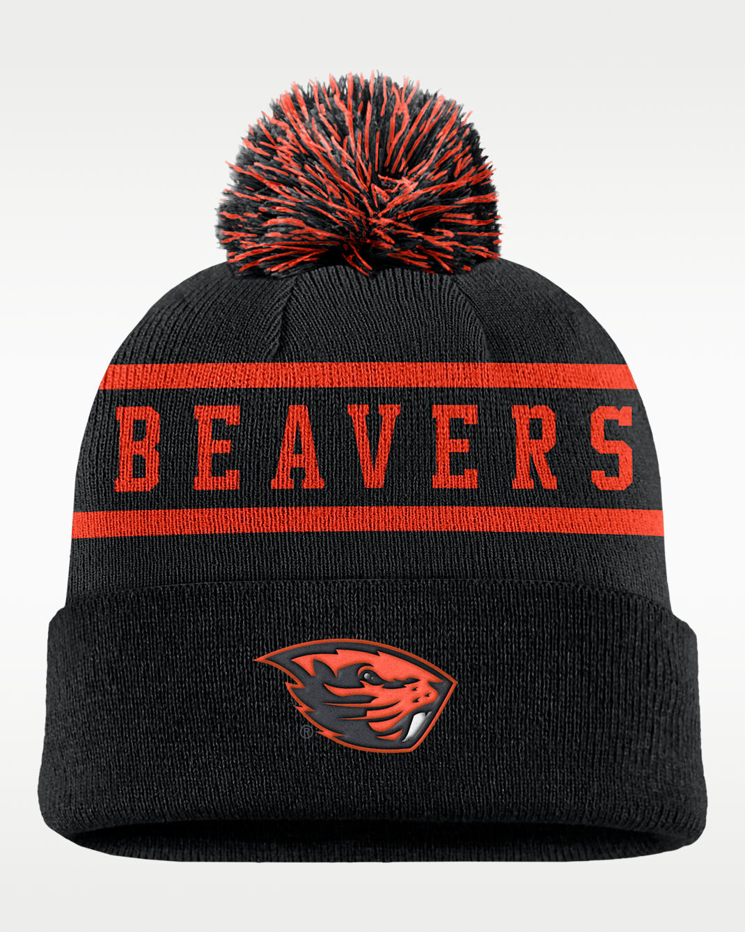 Oregon State Peak Men's Nike College Cuffed Pom Beanie - Black
