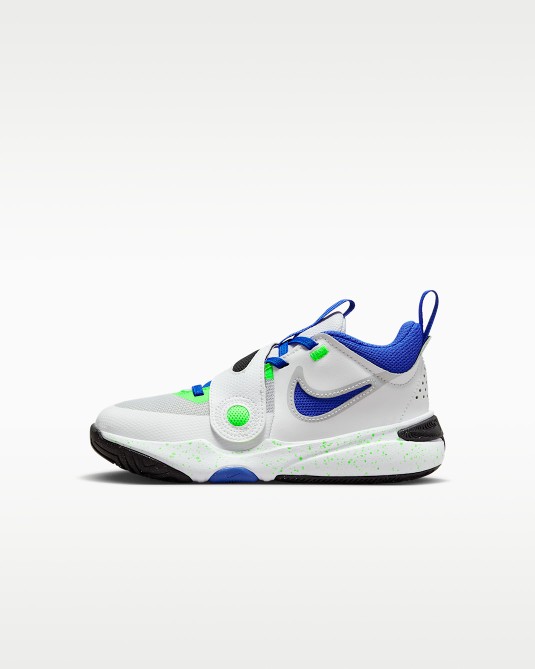 Calzado para niños de preescolar Nike Team Hustle D 11 - Blanco cumbre/Platino puro/Verde strike/Azul carrera