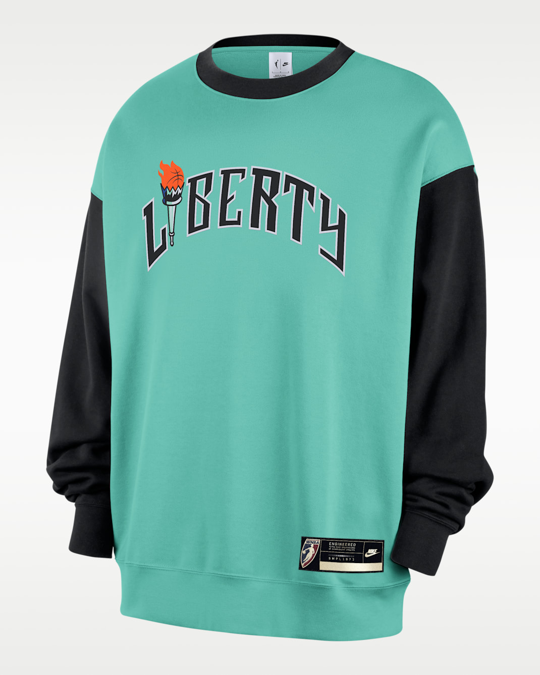 New York Liberty Court Origins Nike Women's WNBA Fleece Crew-Neck Sweatshirt - Mint/Black/Black