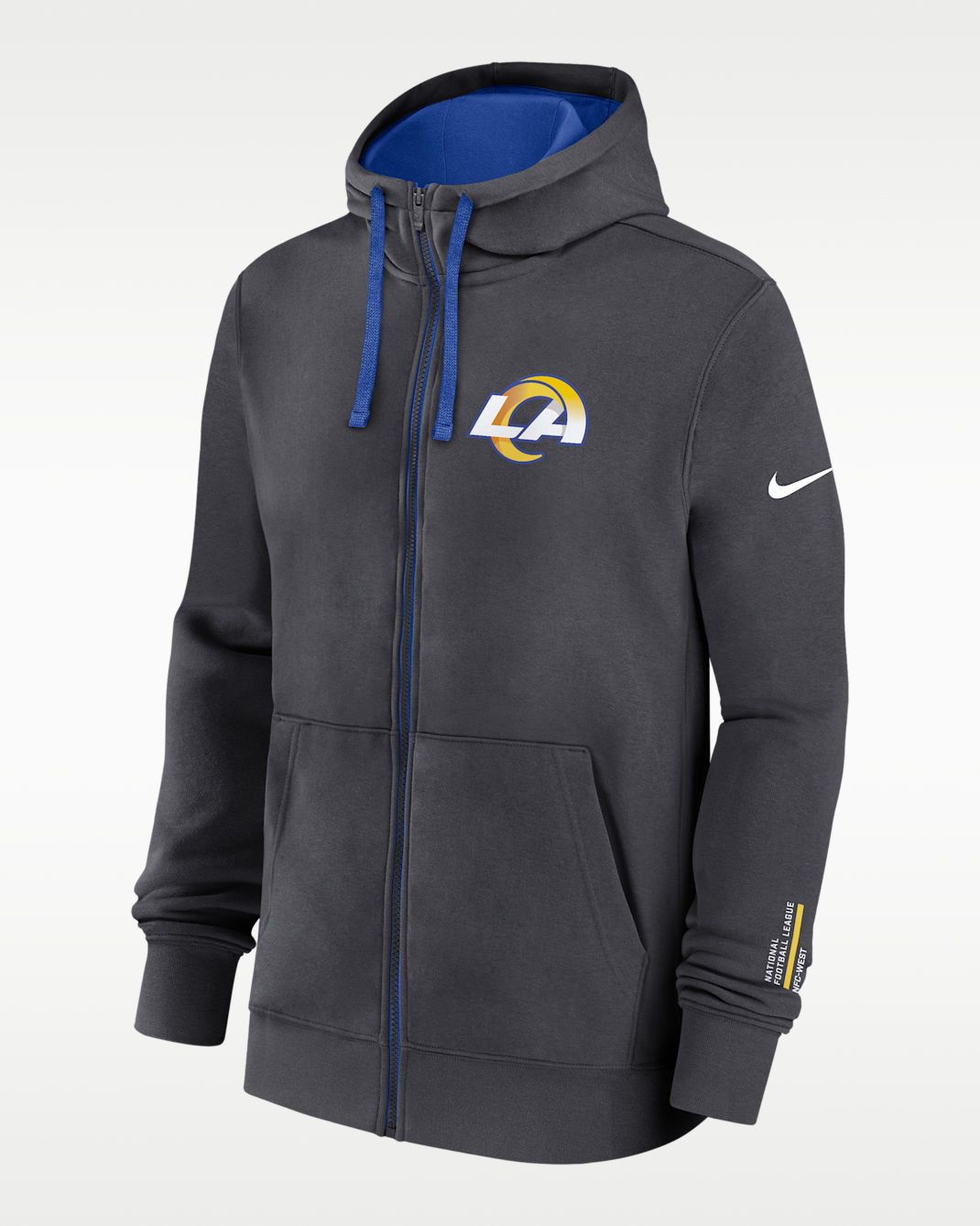 Los Angeles Rams Playbook Page Club Men's Nike NFL Full-Zip Hoodie - Anthracite