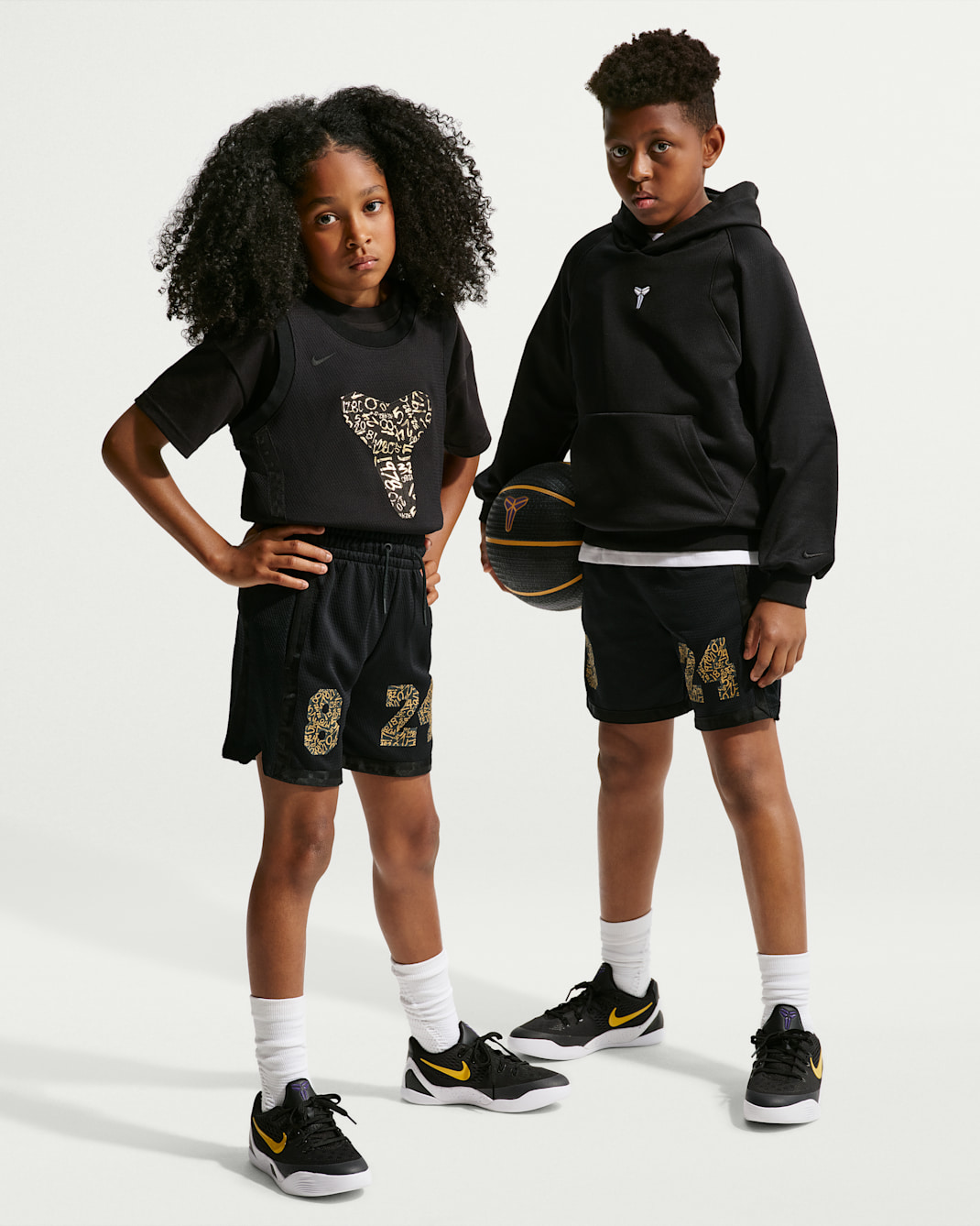 Kobe Big Kids' Basketball Shorts - Black/Metallic Gold