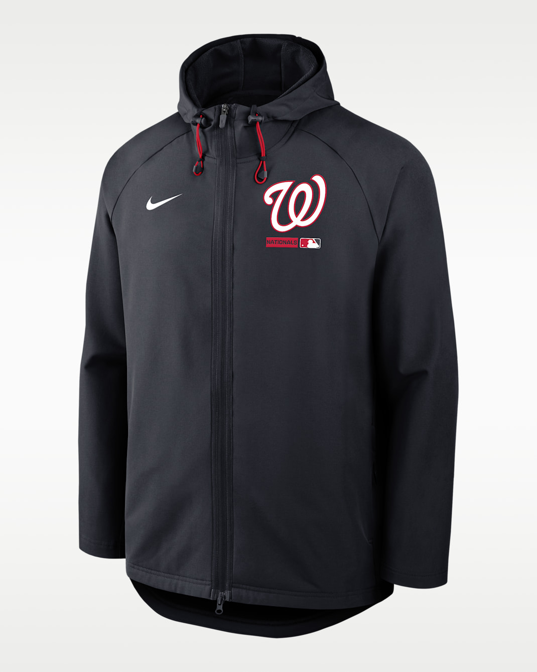 Chamarra Nike Therma-FIT de la MLB con gorro y cierre completo para hombre Washington Nationals Authentic Collection - Azul marino