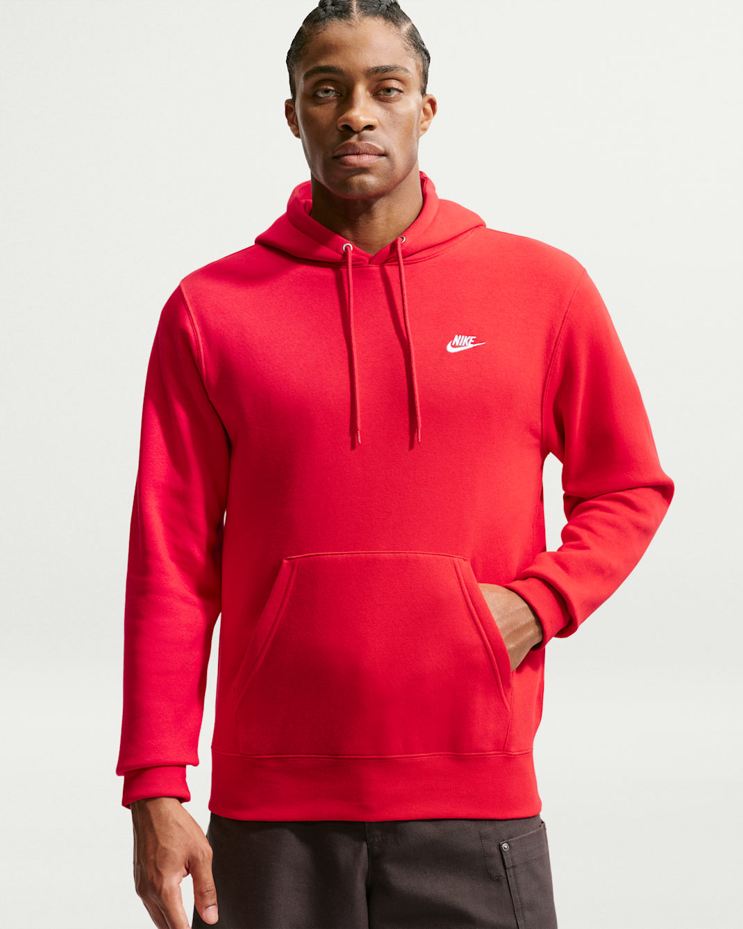 Nike Club Men's Pullover Fleece Hoodie - University Red/University Red/White