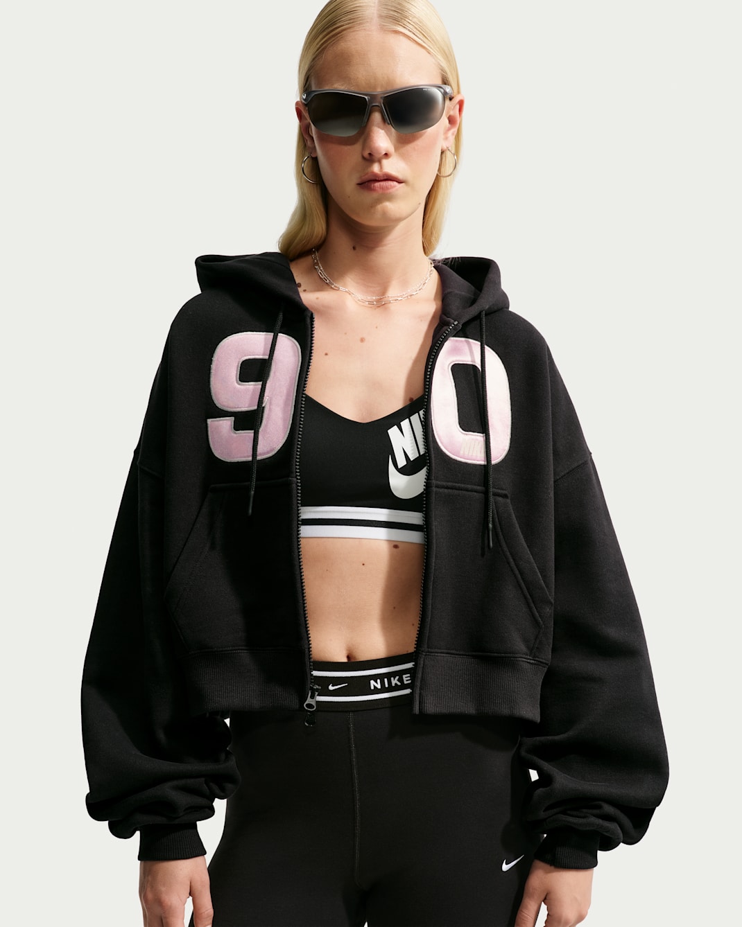 Nike Studio Fleece Medium Weight Women's Oversized Cropped Full-Zip Sweatshirt - Black