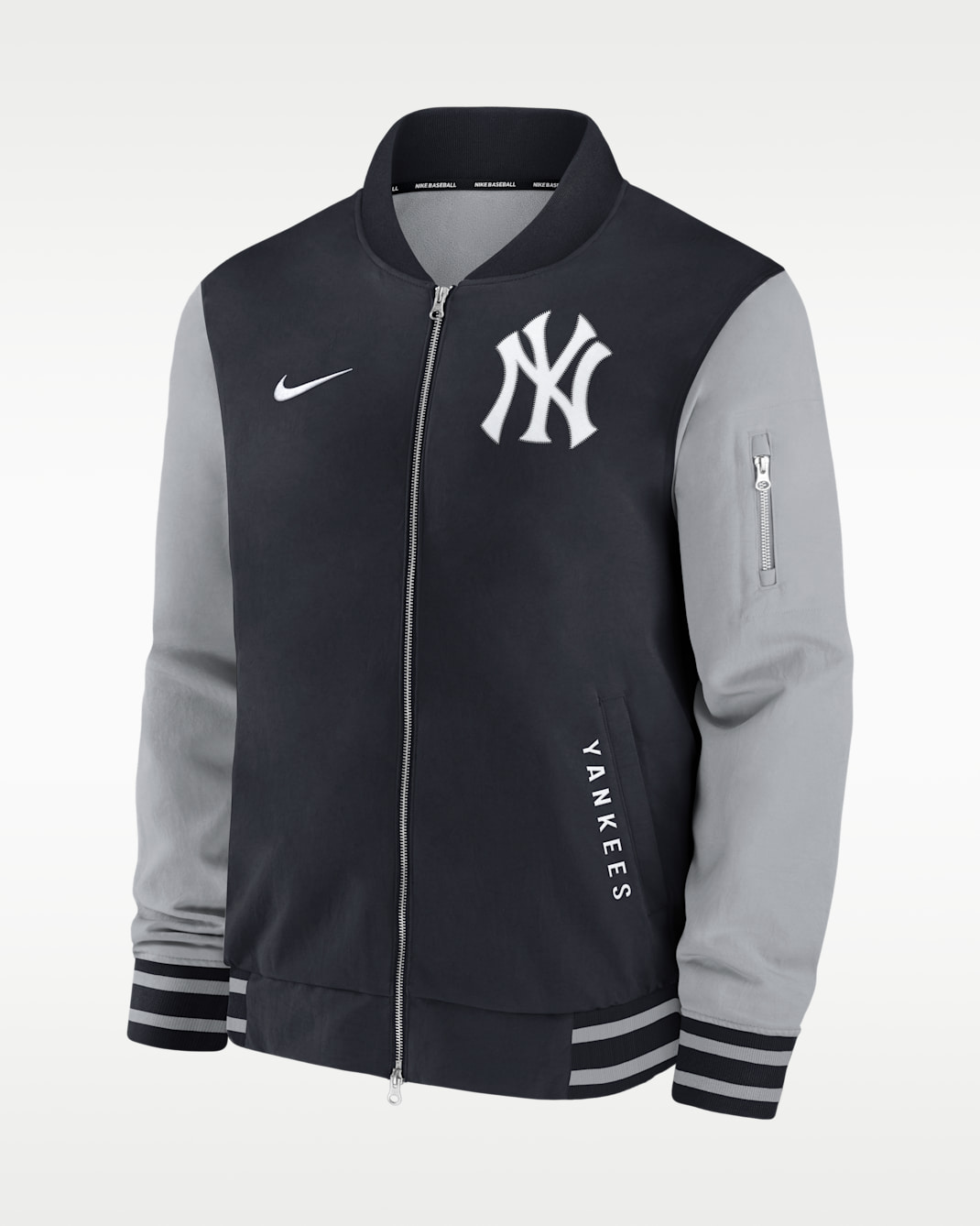 ニューヨーク ヤンキース オーセンティック コレクション ダグアウト メンズ ナイキ MLB フルジップ ボンバージャケット - ピッチブルー/ウルフグレー/ピッチブルー