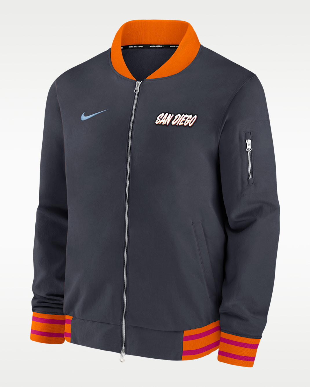 San Diego Padres Authentic Collection City Connect Men's Nike MLB Full-Zip Bomber Jacket - Black