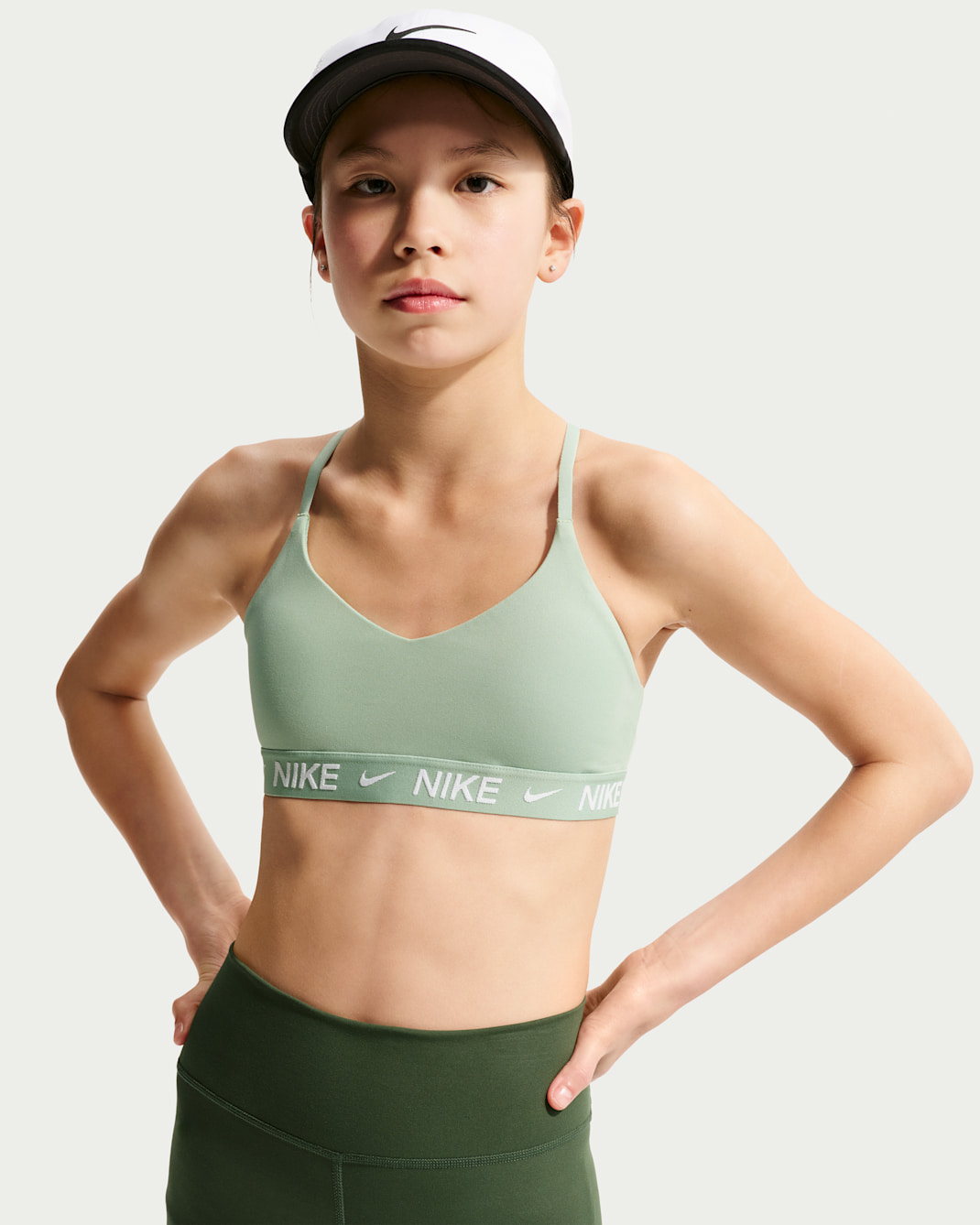 Nike Indy Girls' Sports Bra - Steam/White