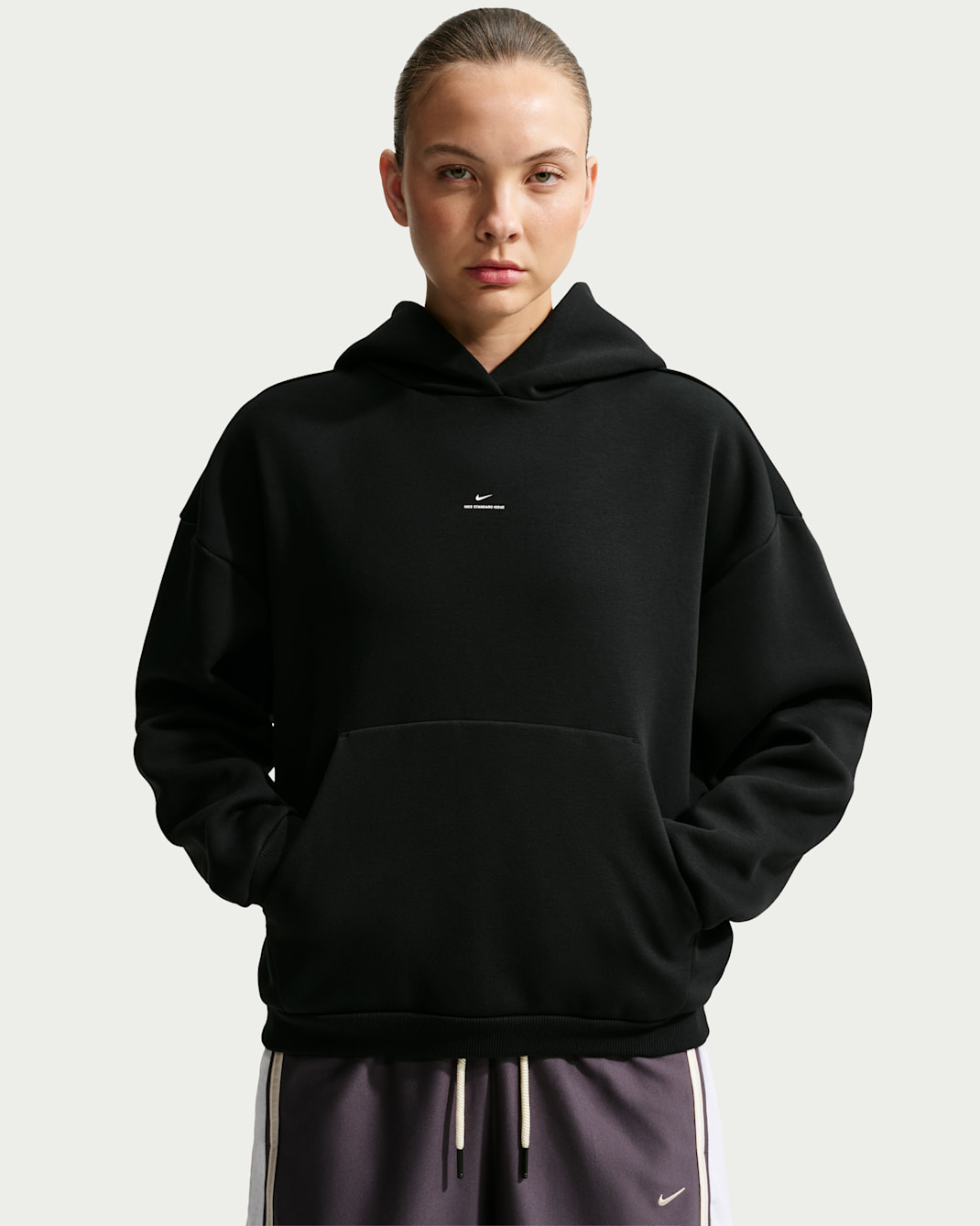 Nike Standard Issue Women's Brushed Pullover Basketball Hoodie - Black/Pale Ivory