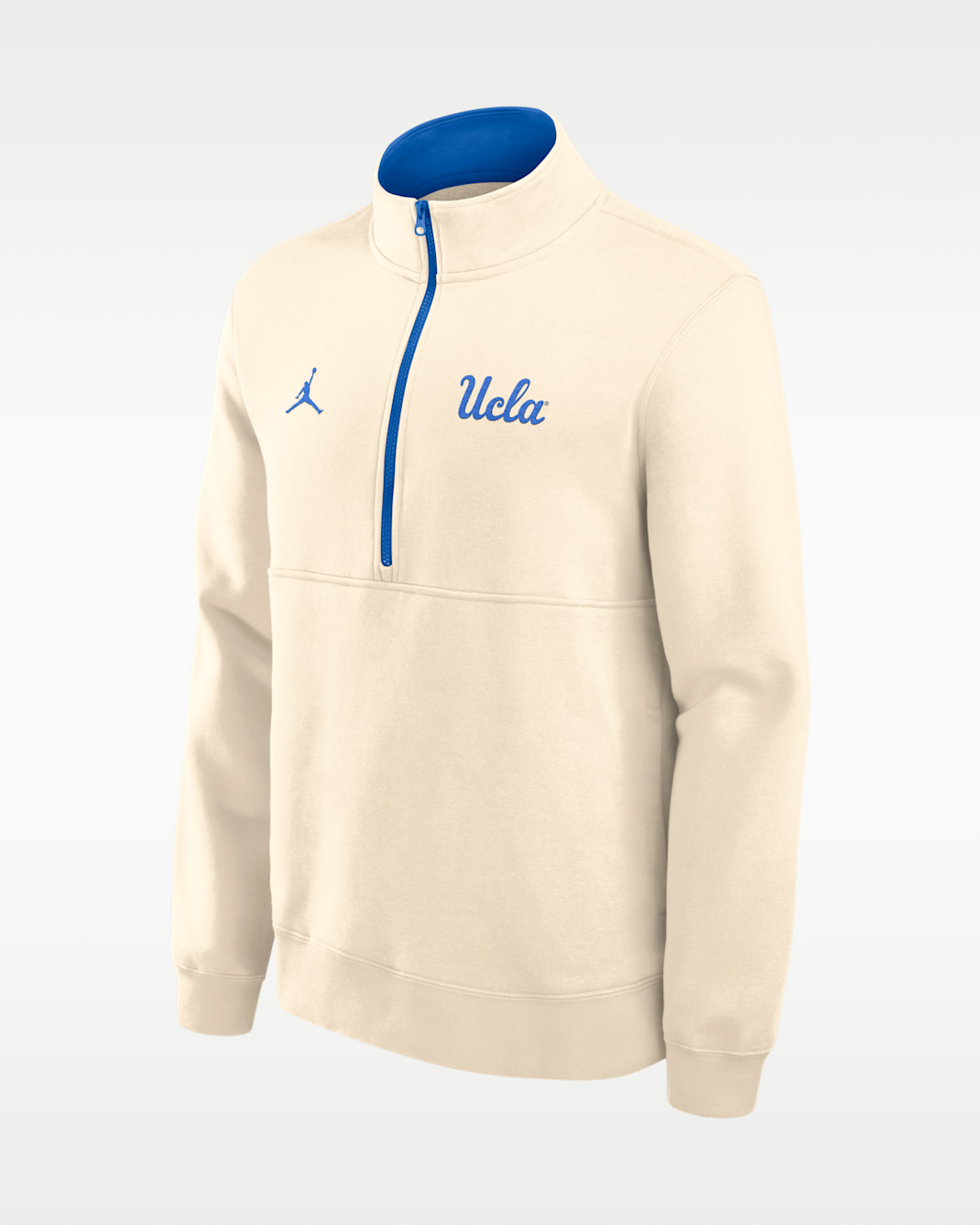 UCLA Primetime Primary Logo Men's Jordan Brand College 1/2-Zip Crew - Natural/Signal Blue