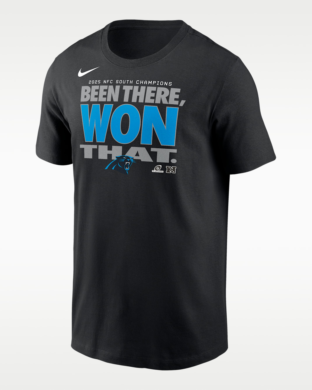 Carolina Panthers 2025 NFC South Champions Trophy Collection Men's Nike NFL T-Shirt - Black