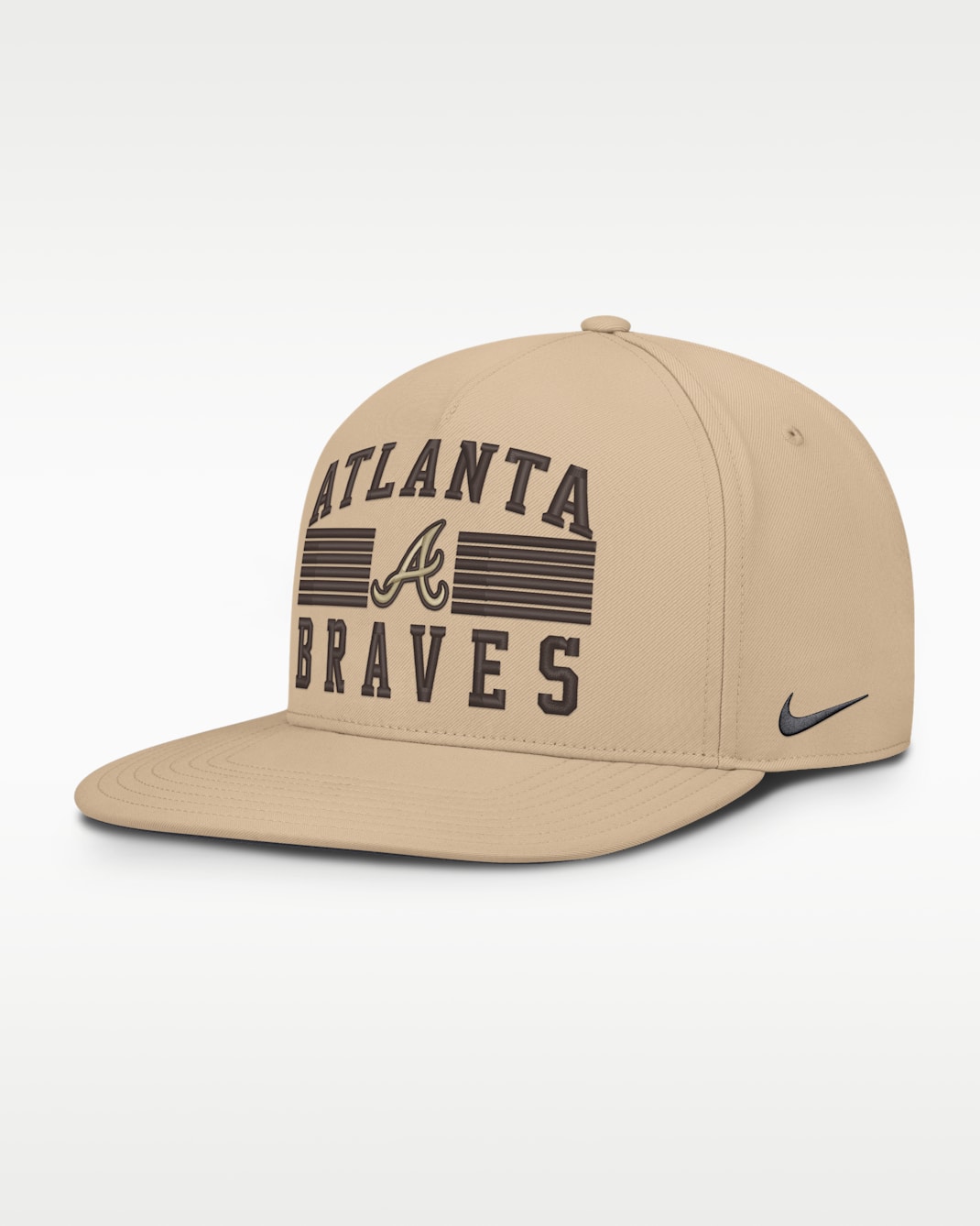 Gorra Nike AeroBill de la MLB ajustable para hombre Atlanta Braves Pro - Caqui