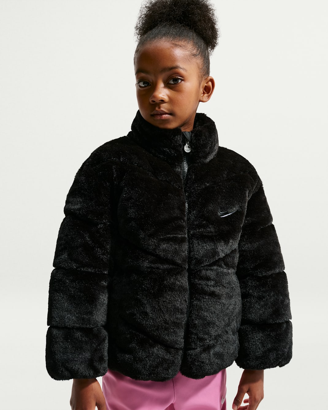 Chamarra acolchada de piel sintética para niños talla pequeña Nike - Negro