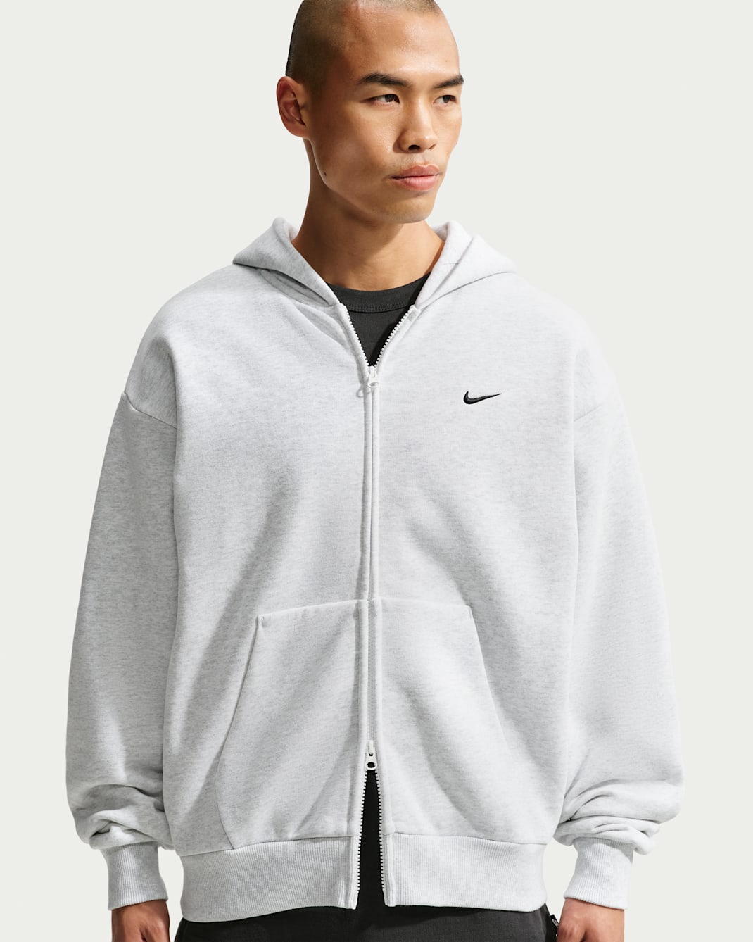 Nike Solo Fleece Men's Full-Zip Hoodie - Birch Heather/Black