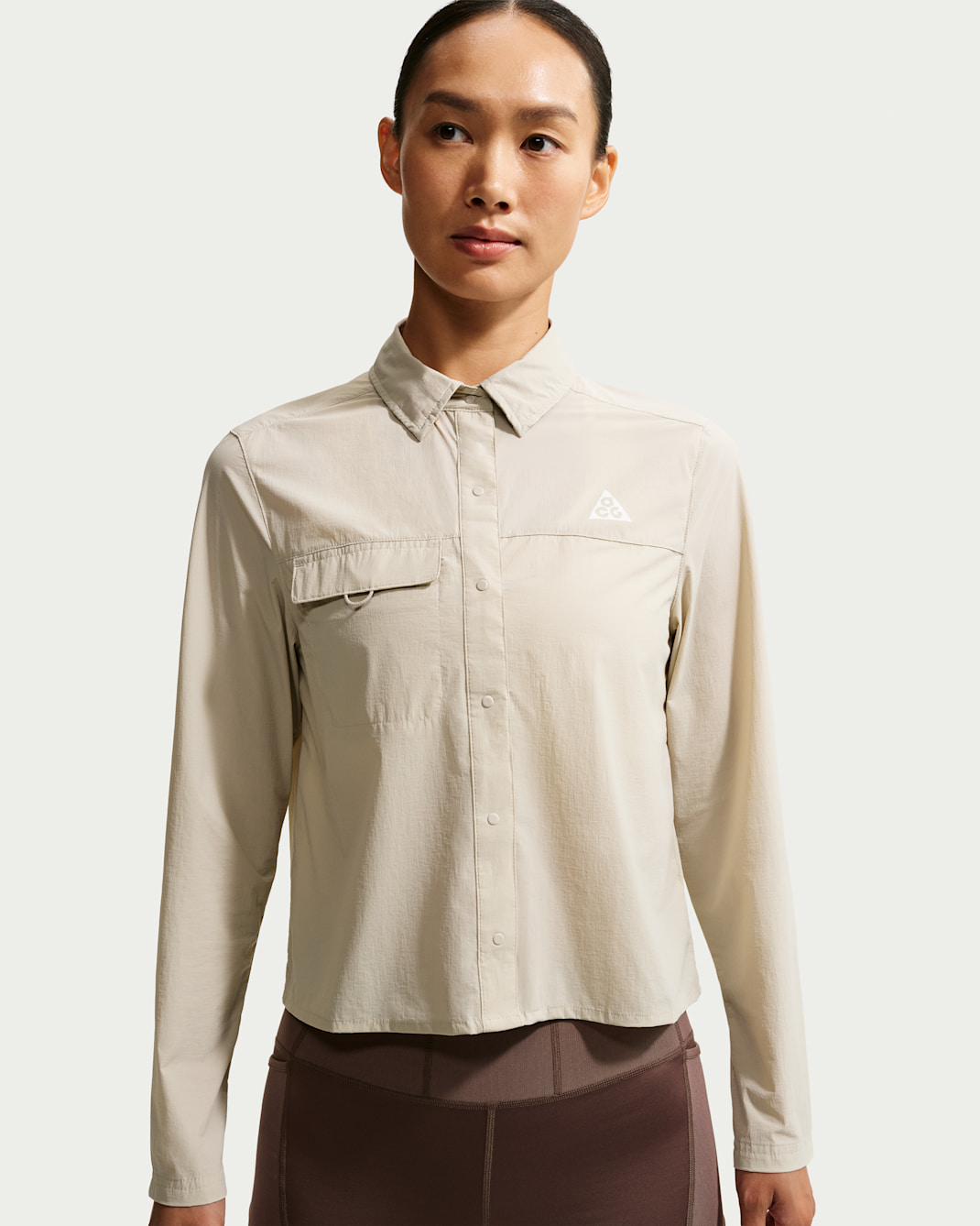 ACG "Aireez" 女款排扣長袖越野跑上衣 - Cream II/Summit White