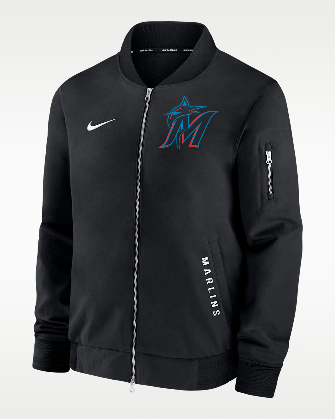 Miami Marlins Authentic Collection Dugout Men's Nike MLB Full-Zip Bomber Jacket - Black