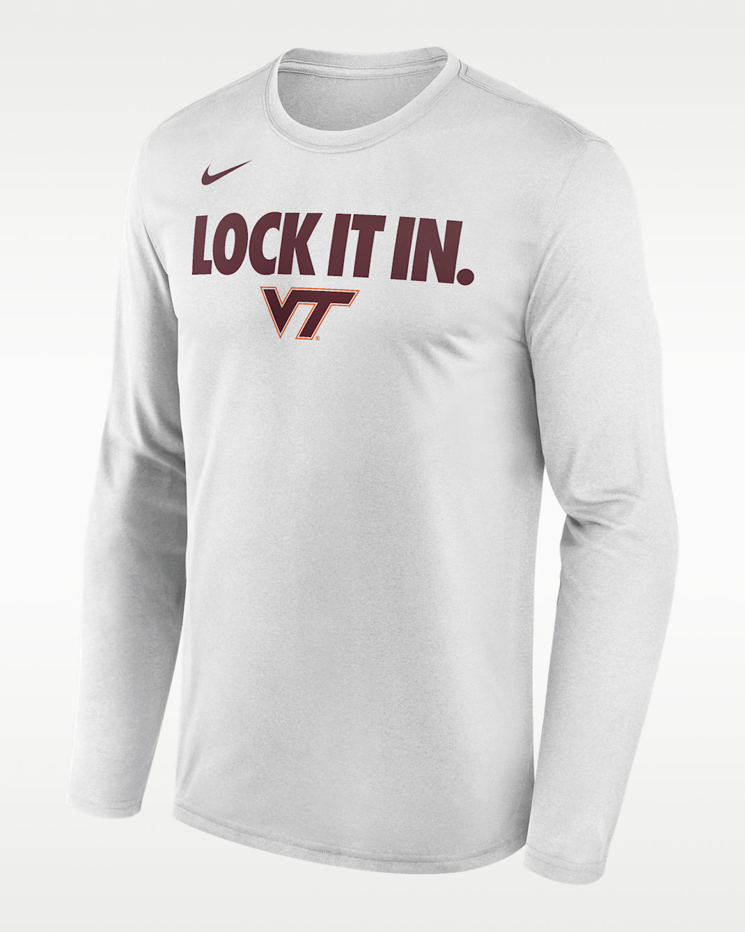 Virginia Tech 2026 On-Court Bench Men's Nike Dri-FIT College Long-Sleeve T-Shirt - White