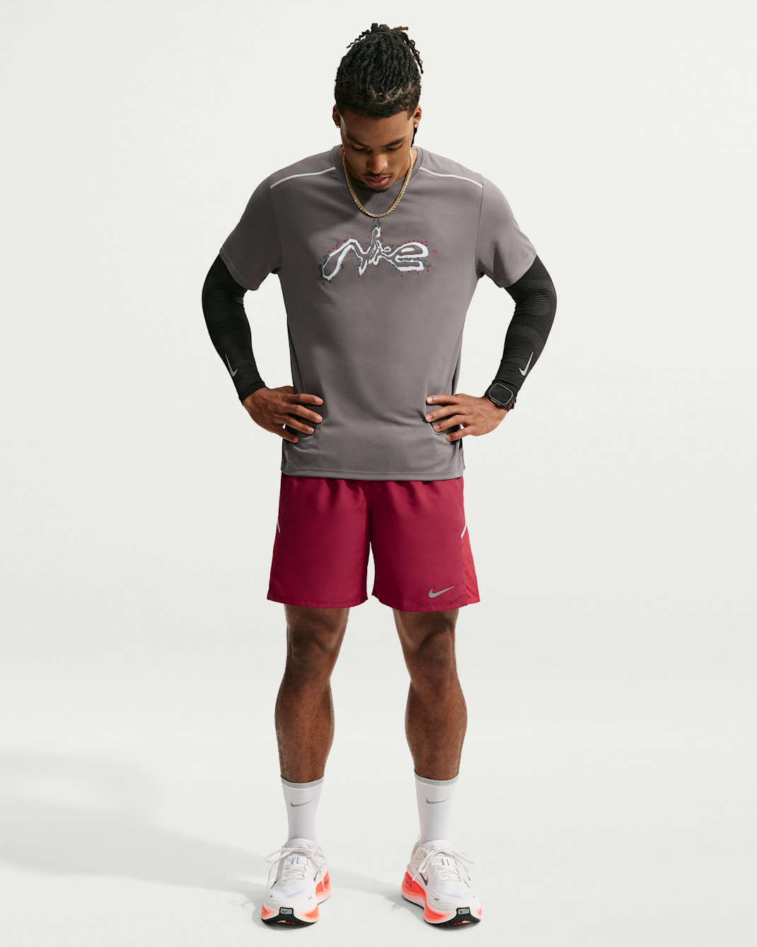 Męskie spodenki do biegania 2 w 1 Dri-FIT Nike Miler 18 cm - Tough Red/Sport Red