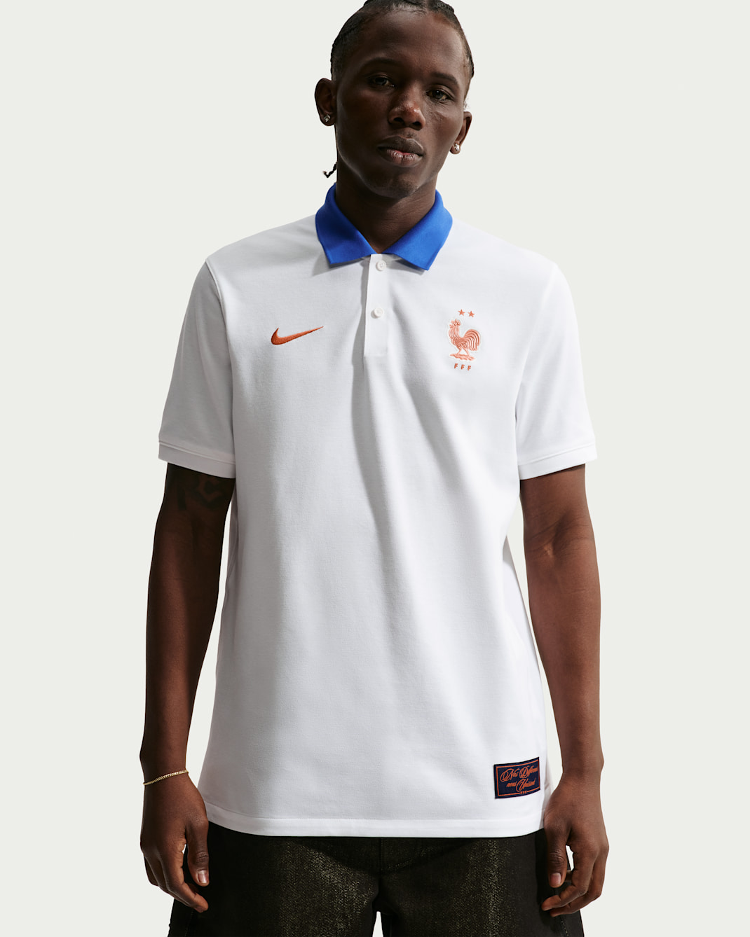 FFF 더 나이키 폴로 남성 나이키 드라이 핏 축구 폴로 - 화이트/게임 로얄/메탈릭 코퍼