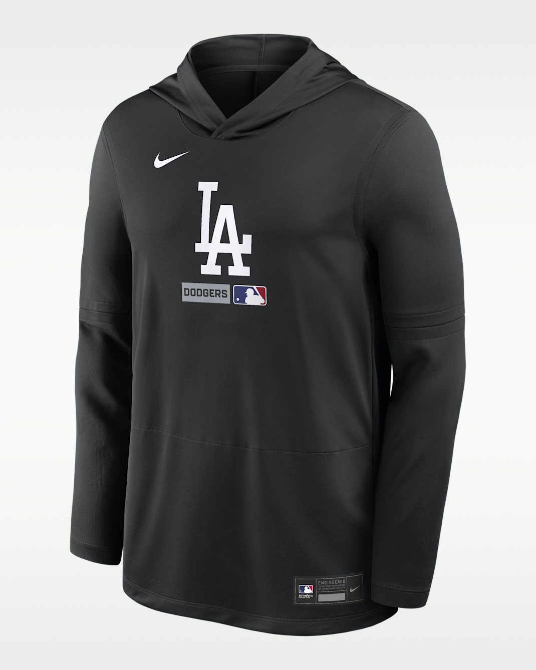 Playera de manga larga con gorro Nike Dri-FIT de la MLB para hombre Los Angeles Dodgers Authentic Collection - Negro
