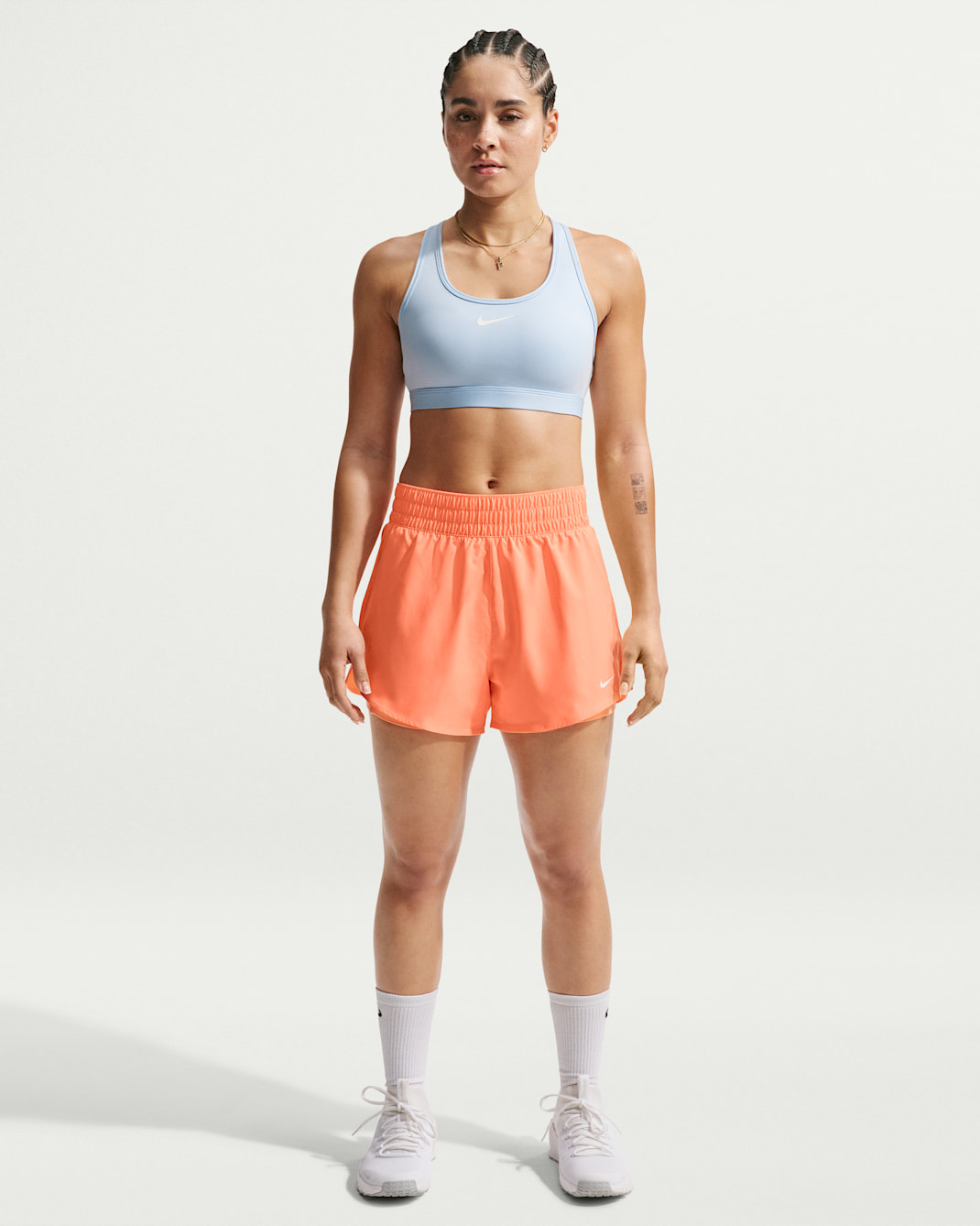 Nike One Women's Dri-FIT High-Waisted 3" 2-in-1 Shorts - Orange Pulse/White