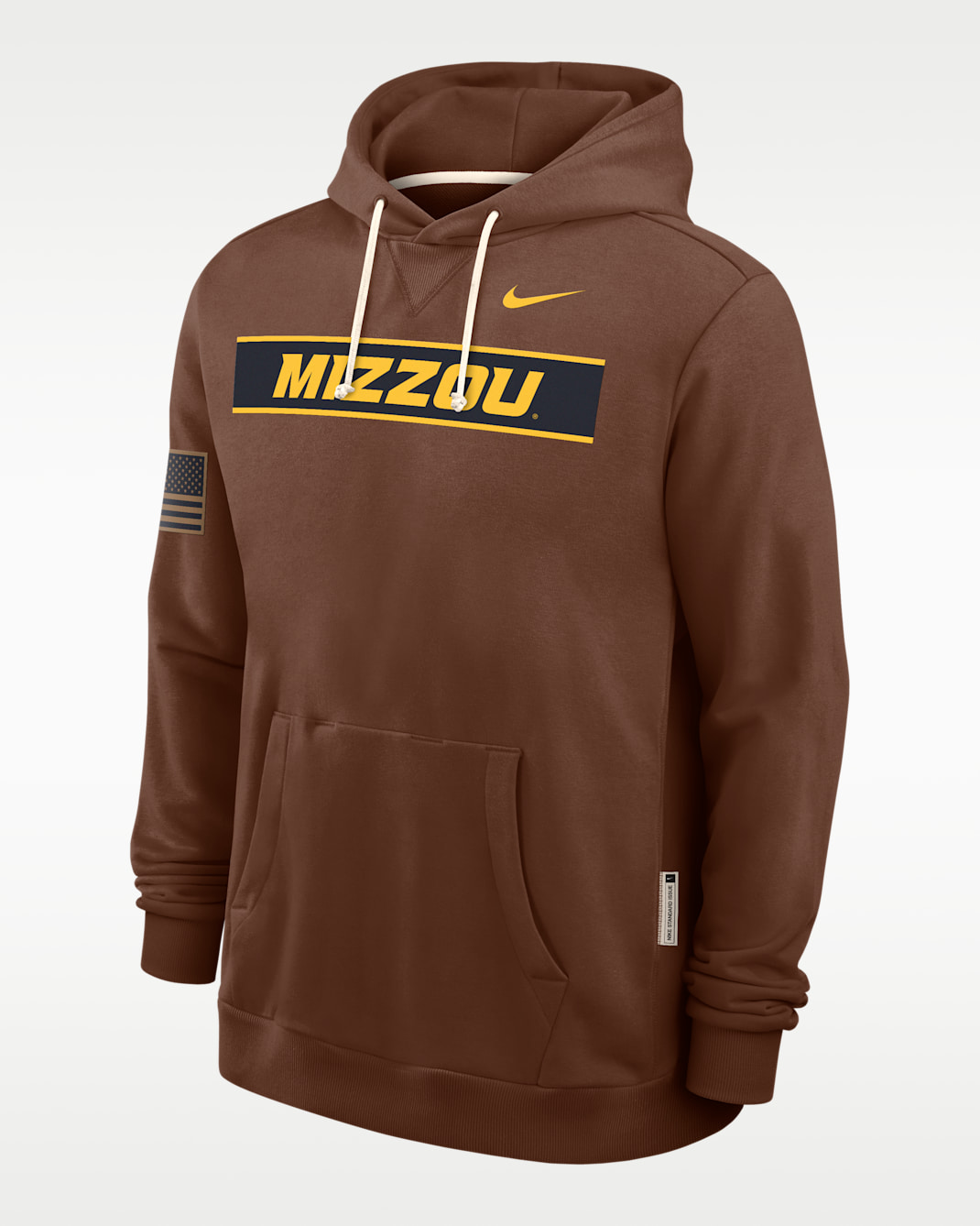 Missouri 2026 Military Appreciation Men's Nike Dri-FIT College Long-Sleeve Hooded Top - Brown