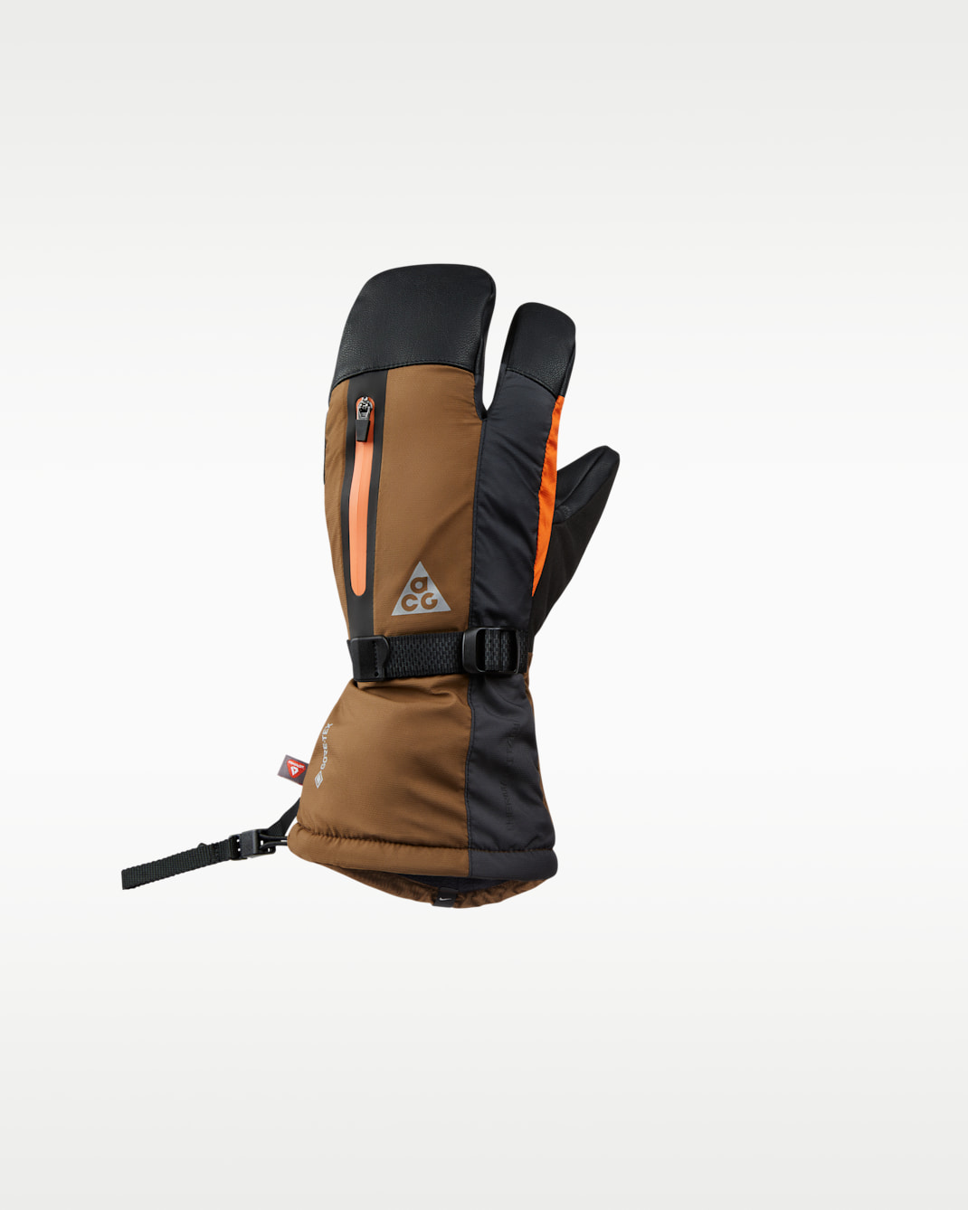 Nike ACG Therma-FIT ADV GORE-TEX Split Mittens - Mosswood Brown/Safety Orange/Silver
