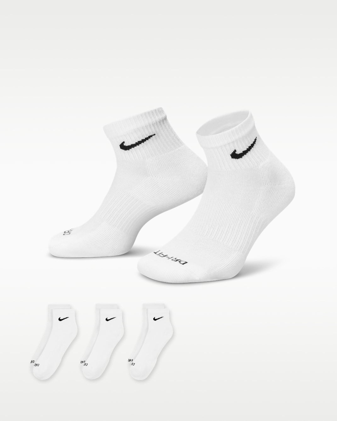 Nike Everyday Plus Cushioned Training Ankle Socks (3 Pairs) - White/Black