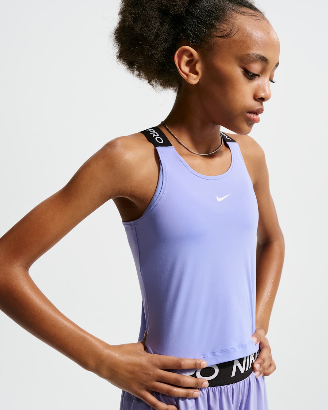 Nike Pro Big Kids' (Girls') Dri-FIT Tank Top - Light Thistle/Black/White