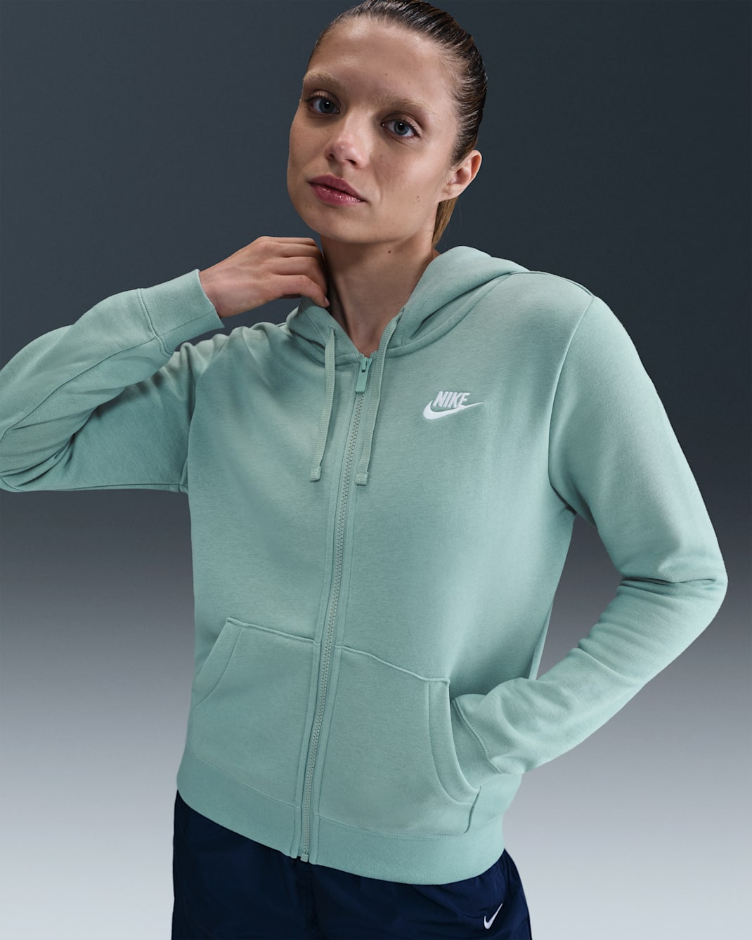 Sudadera con gorro de cierre completo para mujer Nike Sportswear Club Fleece - Cañón/Blanco